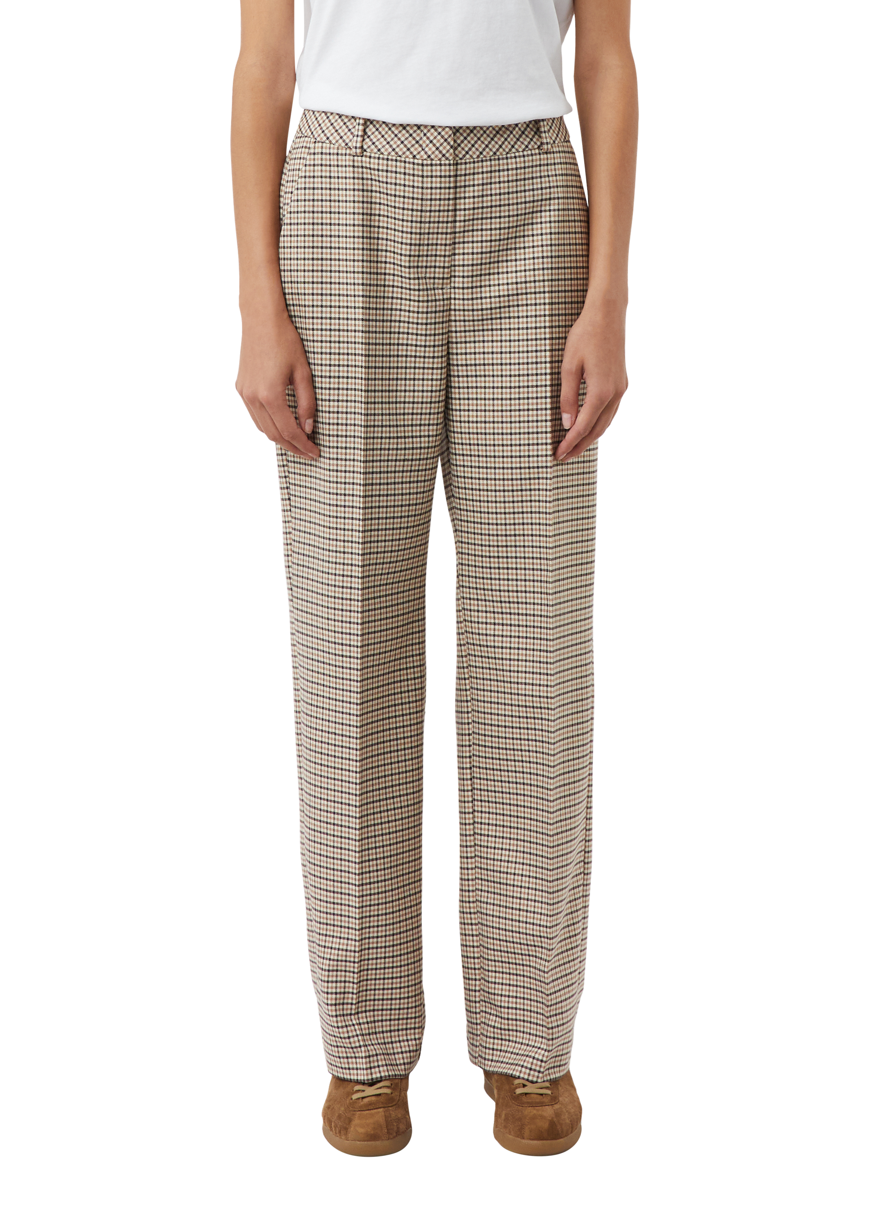 Checked trousers with a straight leg - Beige | SCAYLE