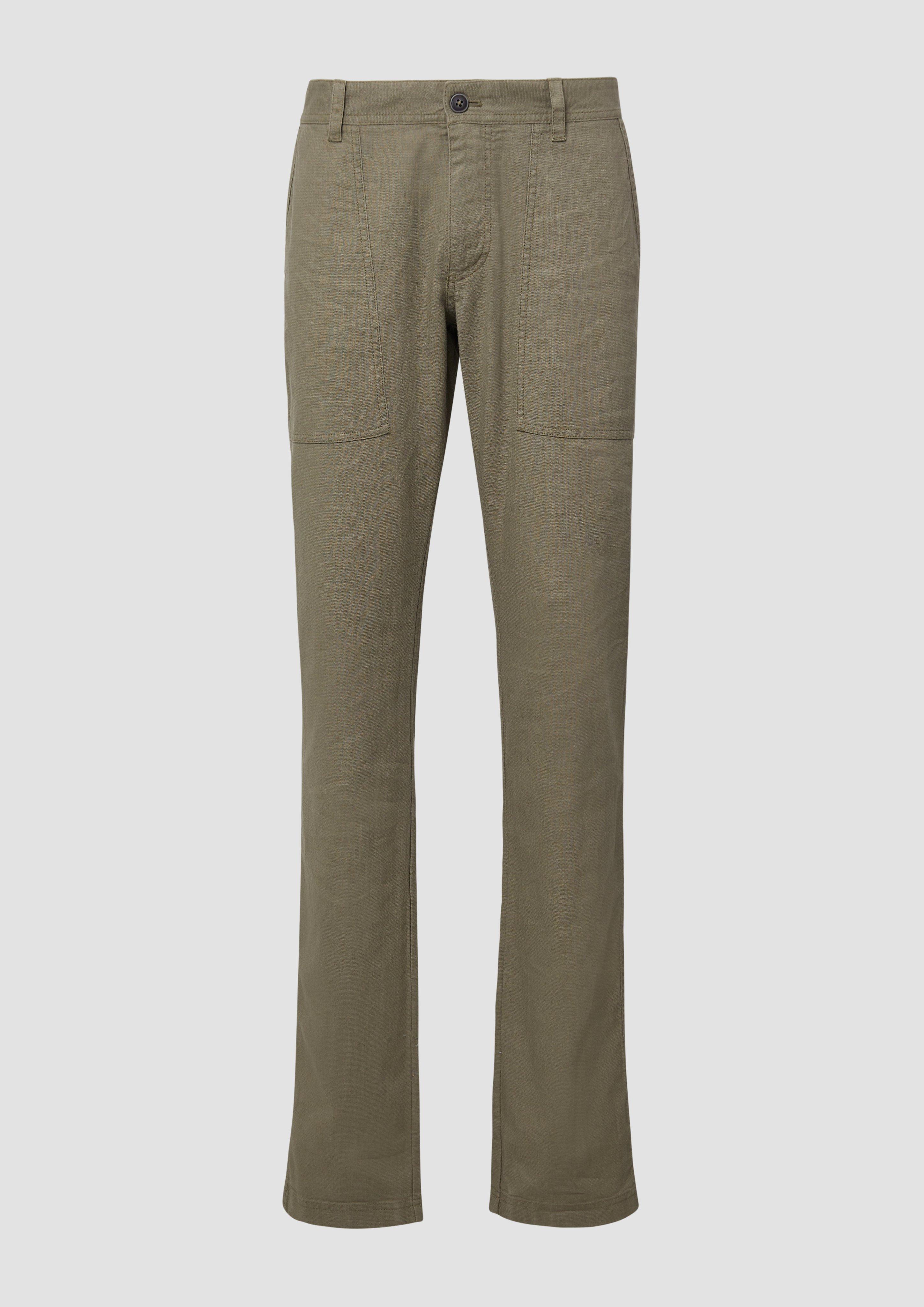 s.Oliver - Detroit: Cropped-Hose aus Leinenmix im Relaxed Fit, Herren, Grün