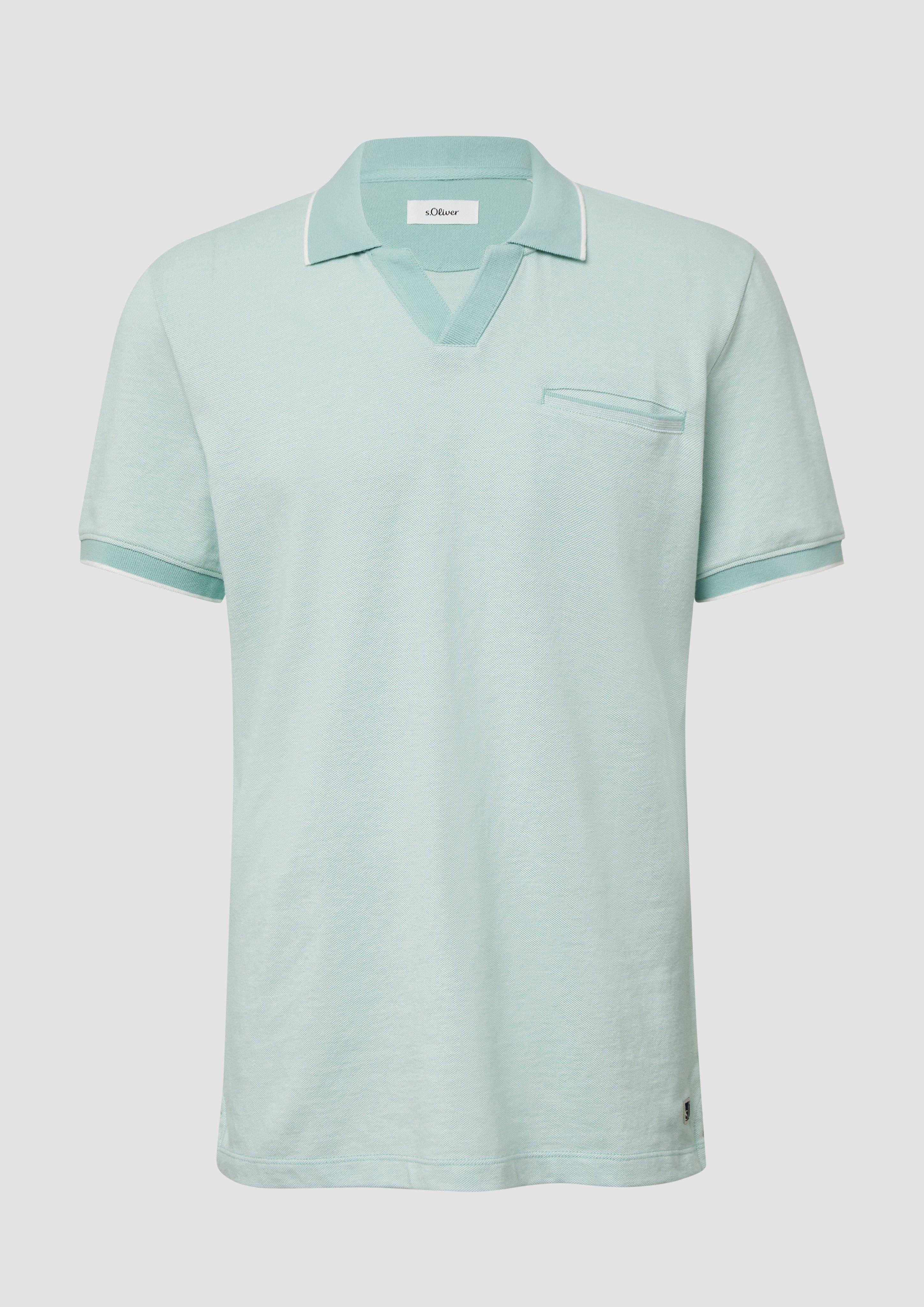 Thumbnail - s.Oliver - Poloshirt aus zweifarbigem Piqué mit Brusttasche, Herren, türkis