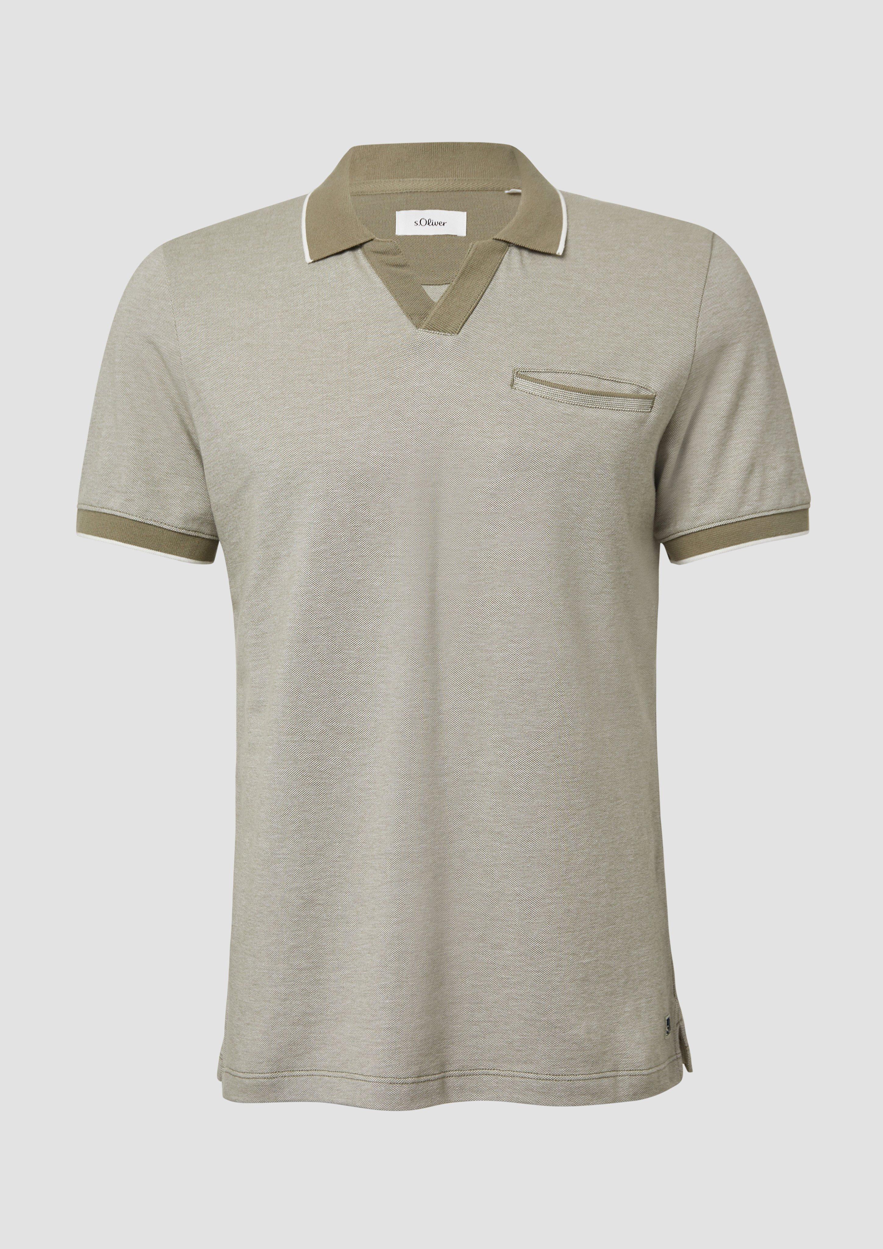 Thumbnail - s.Oliver - Poloshirt aus zweifarbigem Piqué mit Brusttasche, Herren, Grün