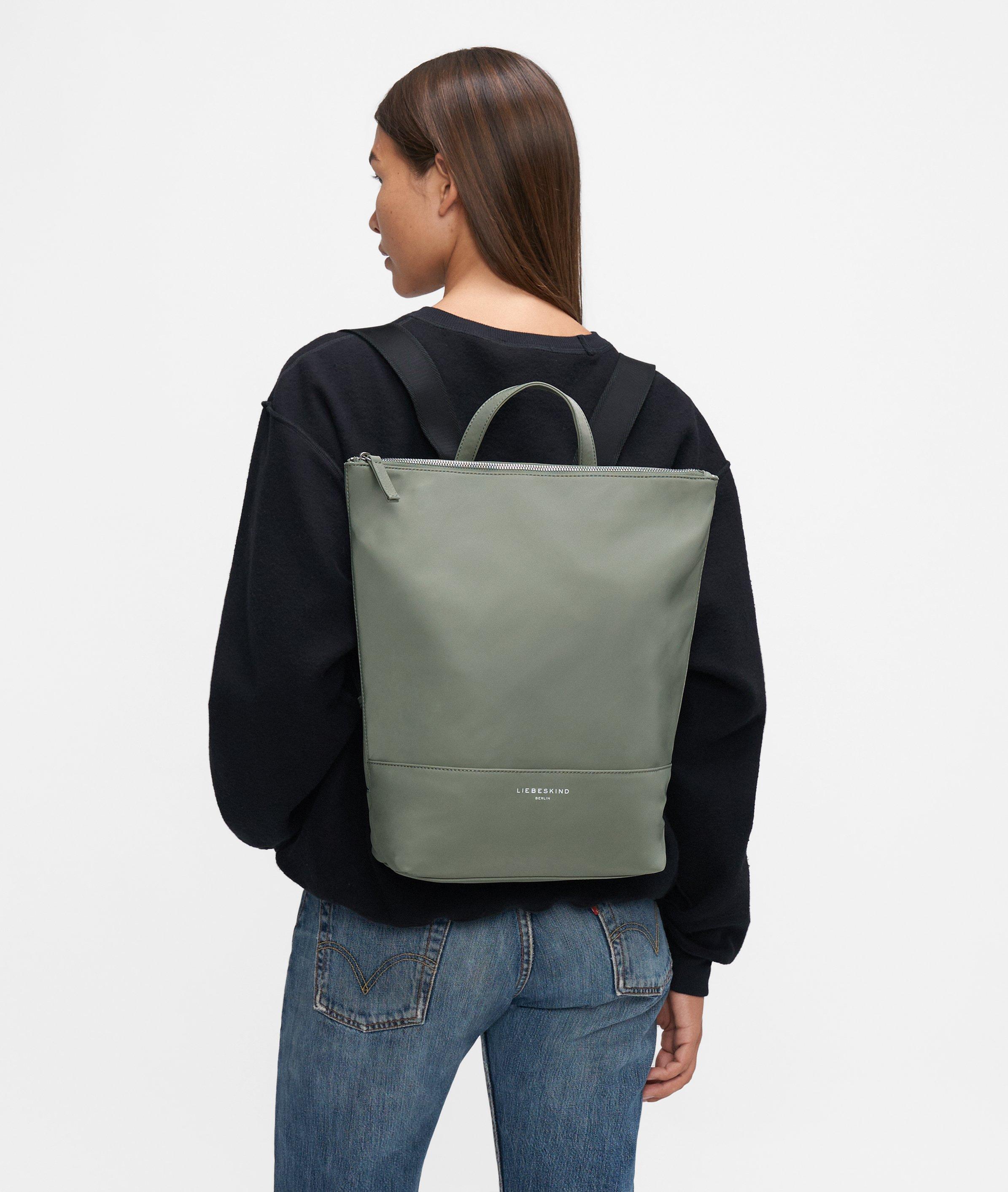 Nylon Rucksack L in olive & schwarz