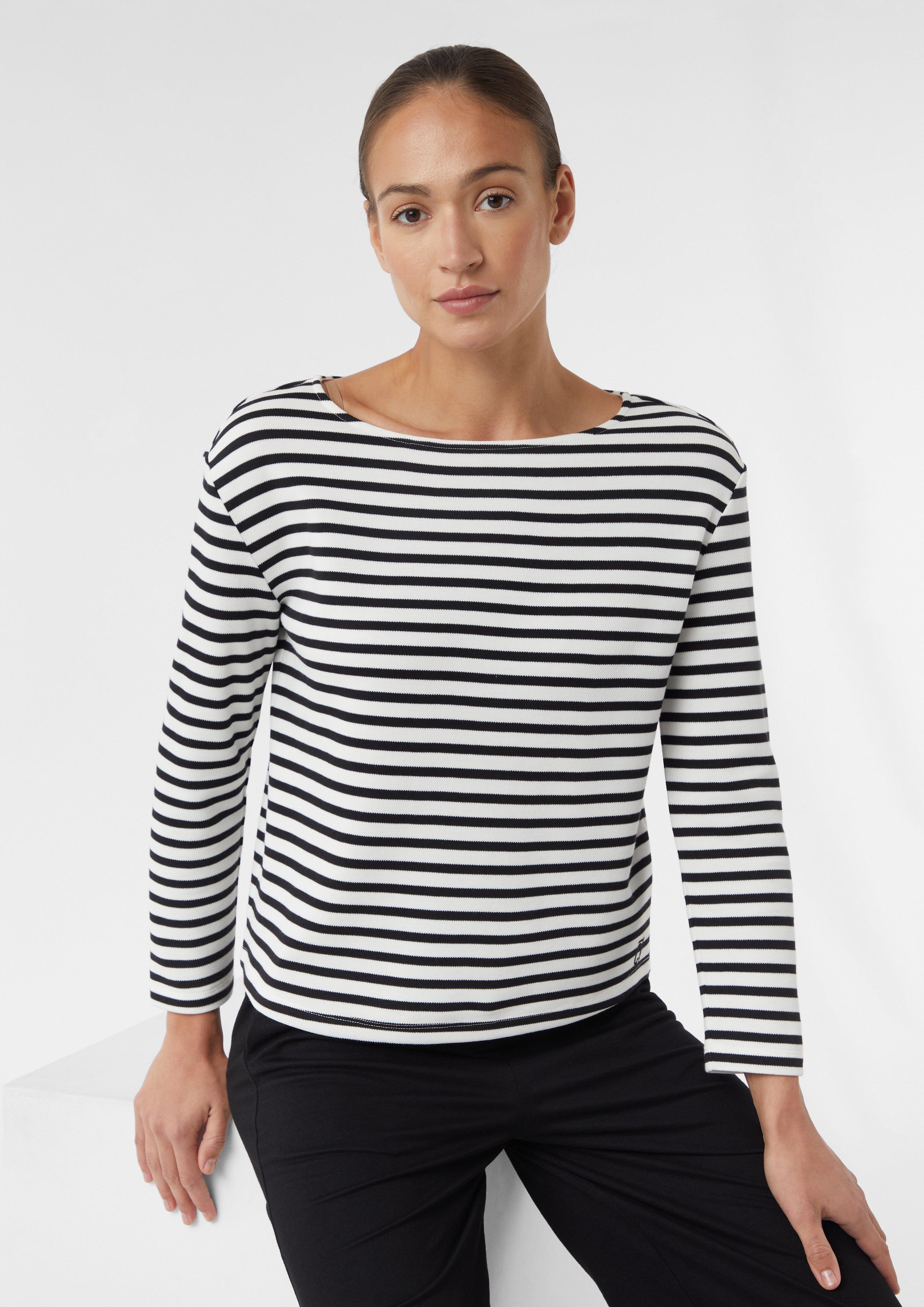 ★韓国の人気★【SATUR】★Stripe Pique Polo Long Sleev.e★ MUSINSA公式 | SATUR (W) Striped Pique Polo Long Sleeve Navy