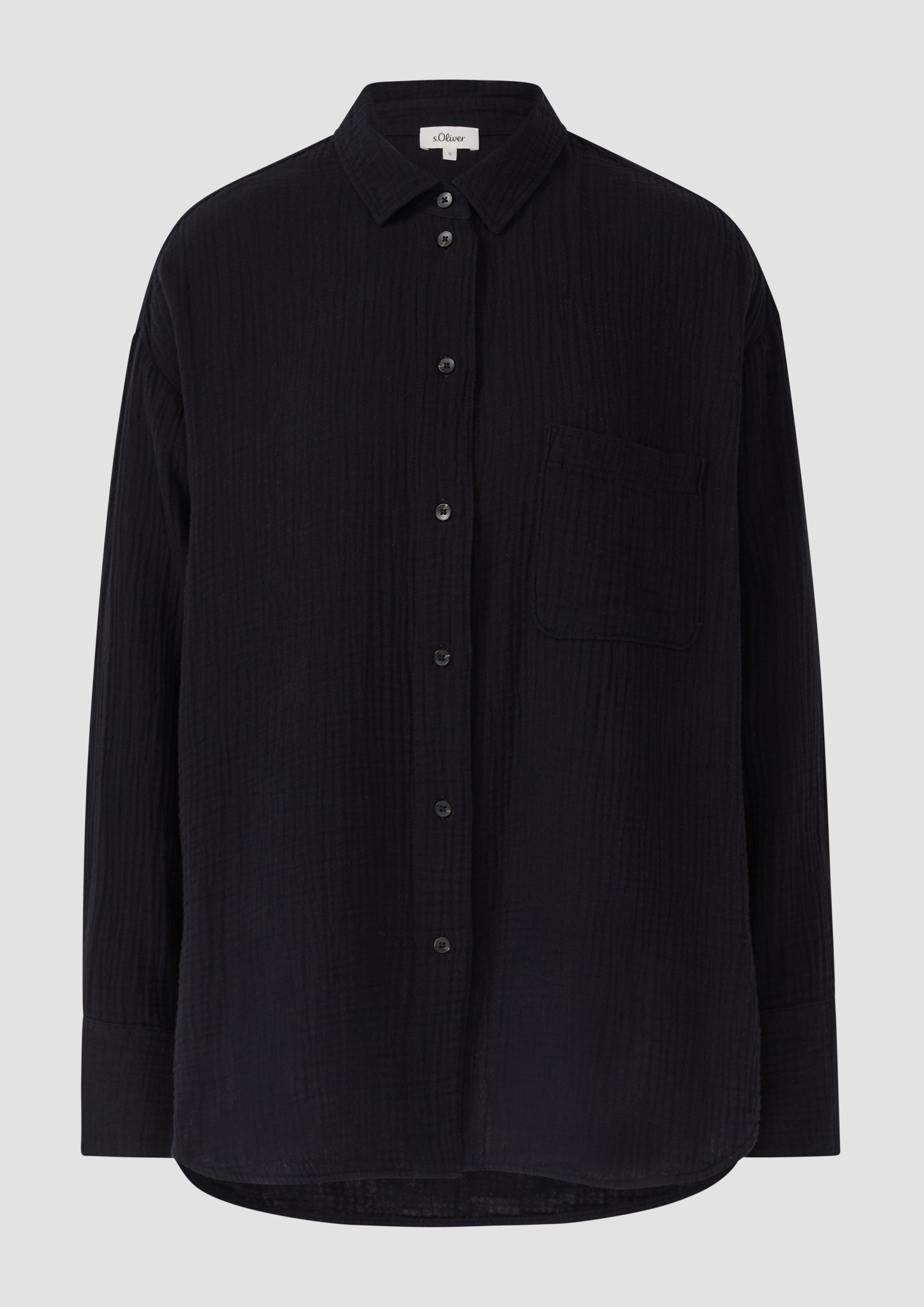 s.Oliver - Oversized Bluse aus Musselin, Damen, schwarz