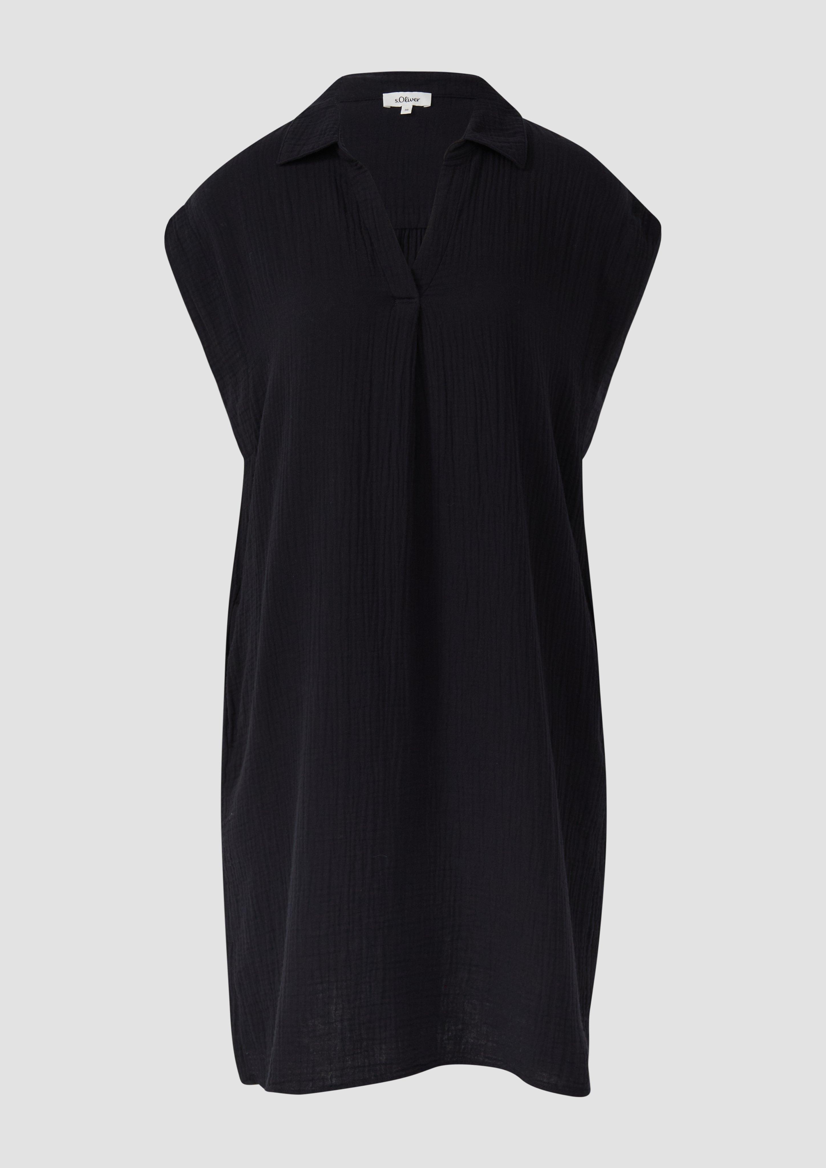 s.Oliver - Lässiges Kleid aus Musselin mit Eingrifftaschen, Damen, schwarz
