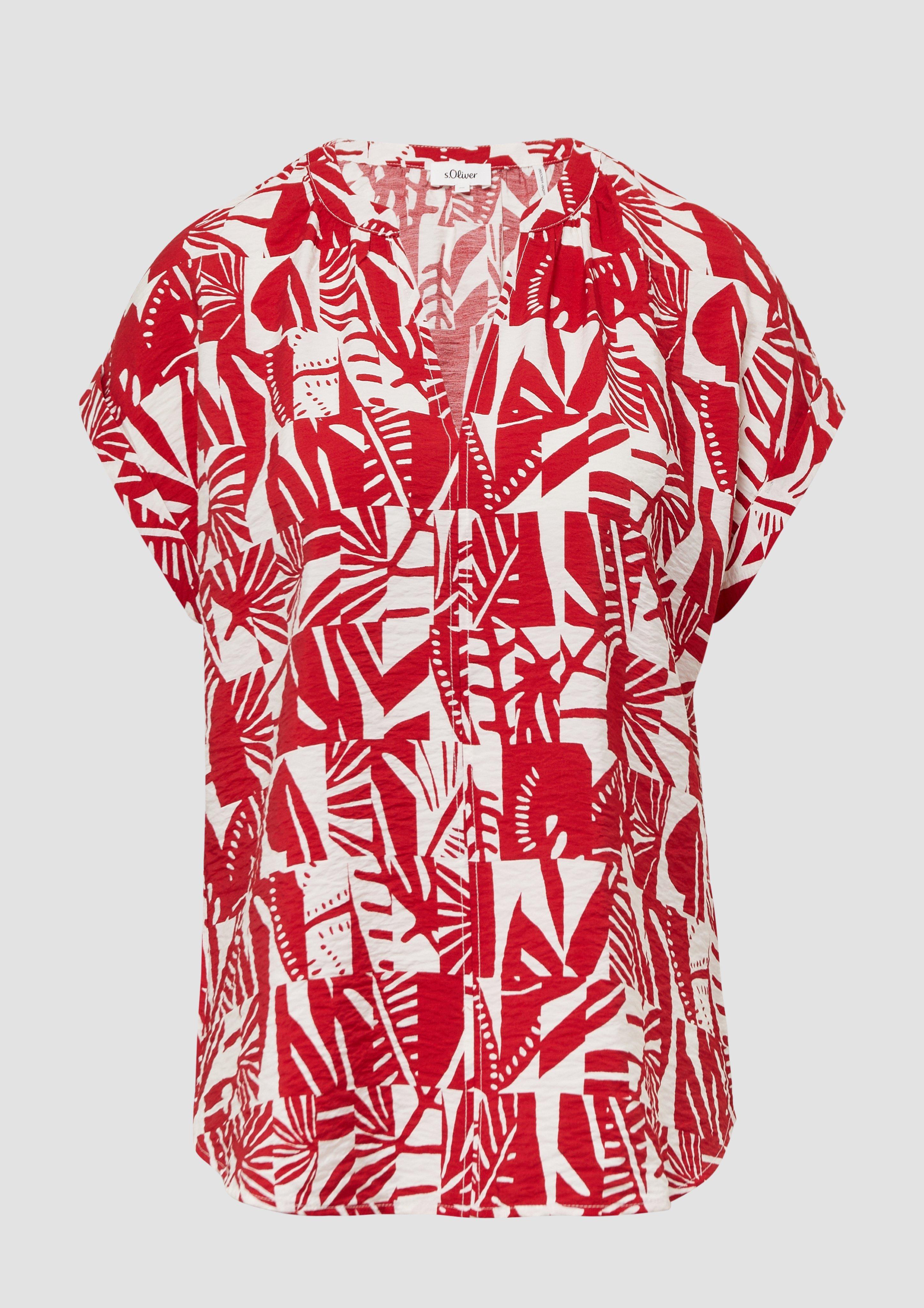 s.Oliver - Strukturierte Bluse mit Raff-Details, Damen, rot