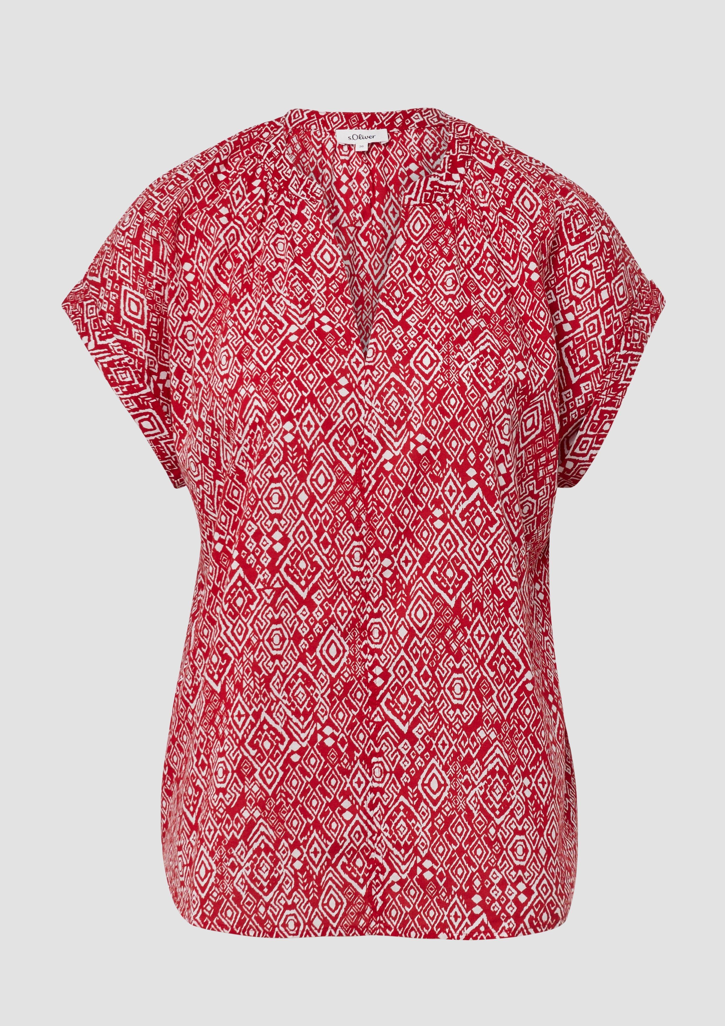 s.Oliver - Leichte Baumwoll-Bluse mit All-over-Print, Damen, rot