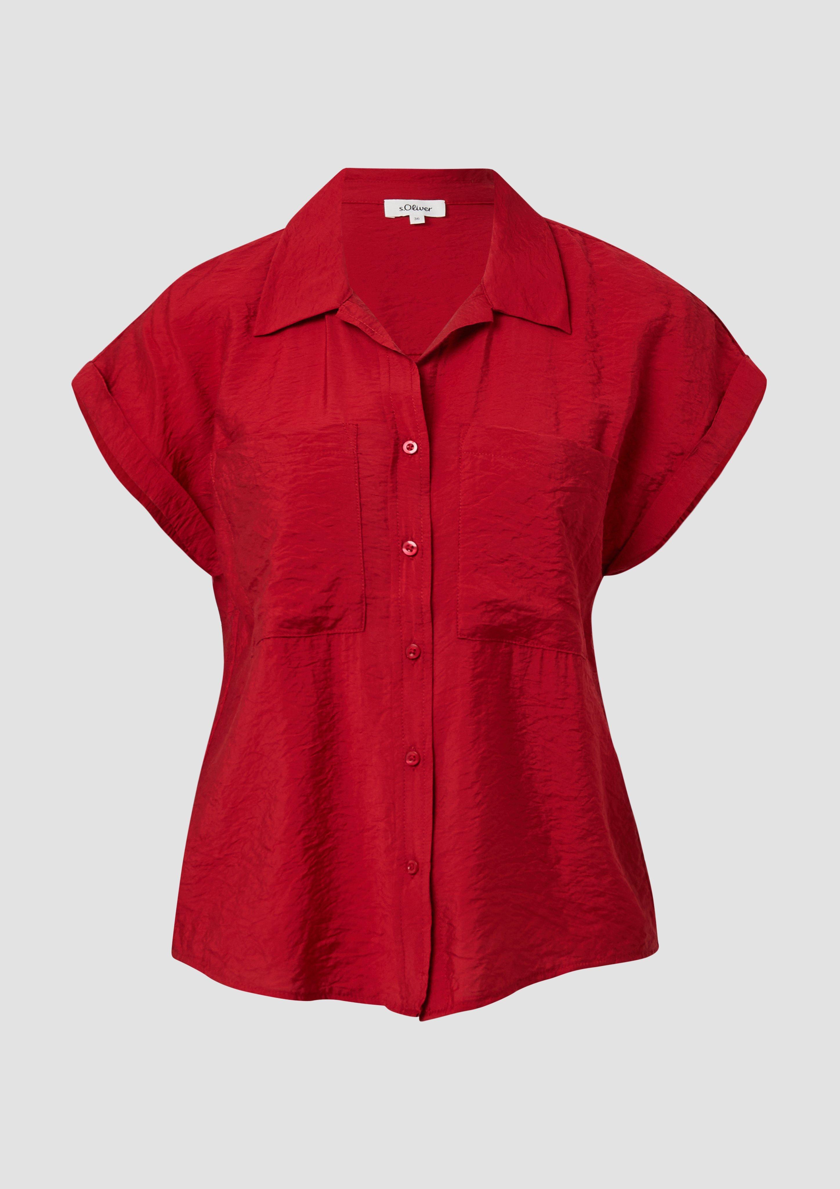 s.Oliver - Bluse aus strukturiertem Viskosemix mit aufgesetzter Tasche, Damen, rot
