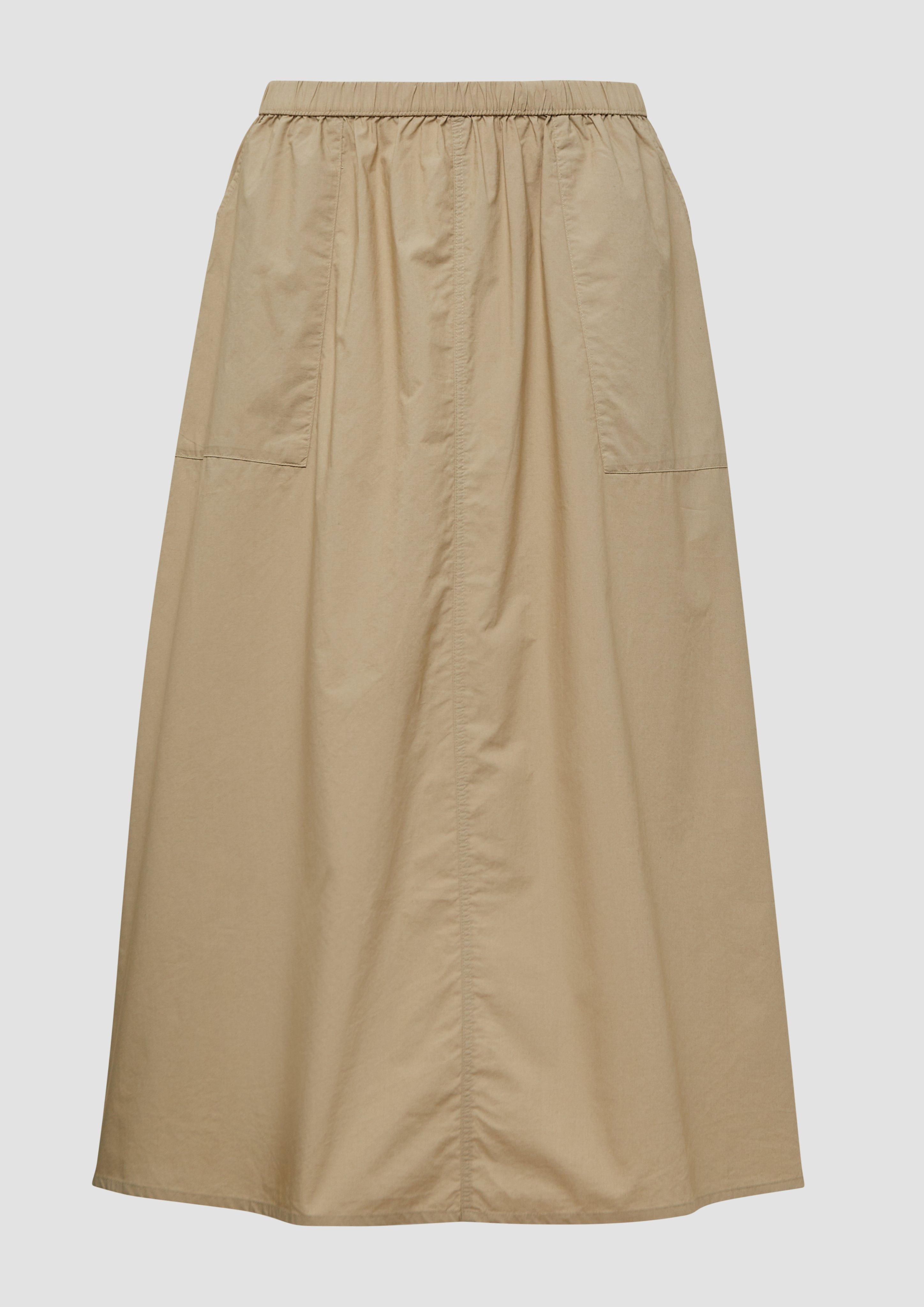 s.Oliver - Ausgestellter Midirock aus Baumwolle mit aufgesetzten Taschen, Damen, braun