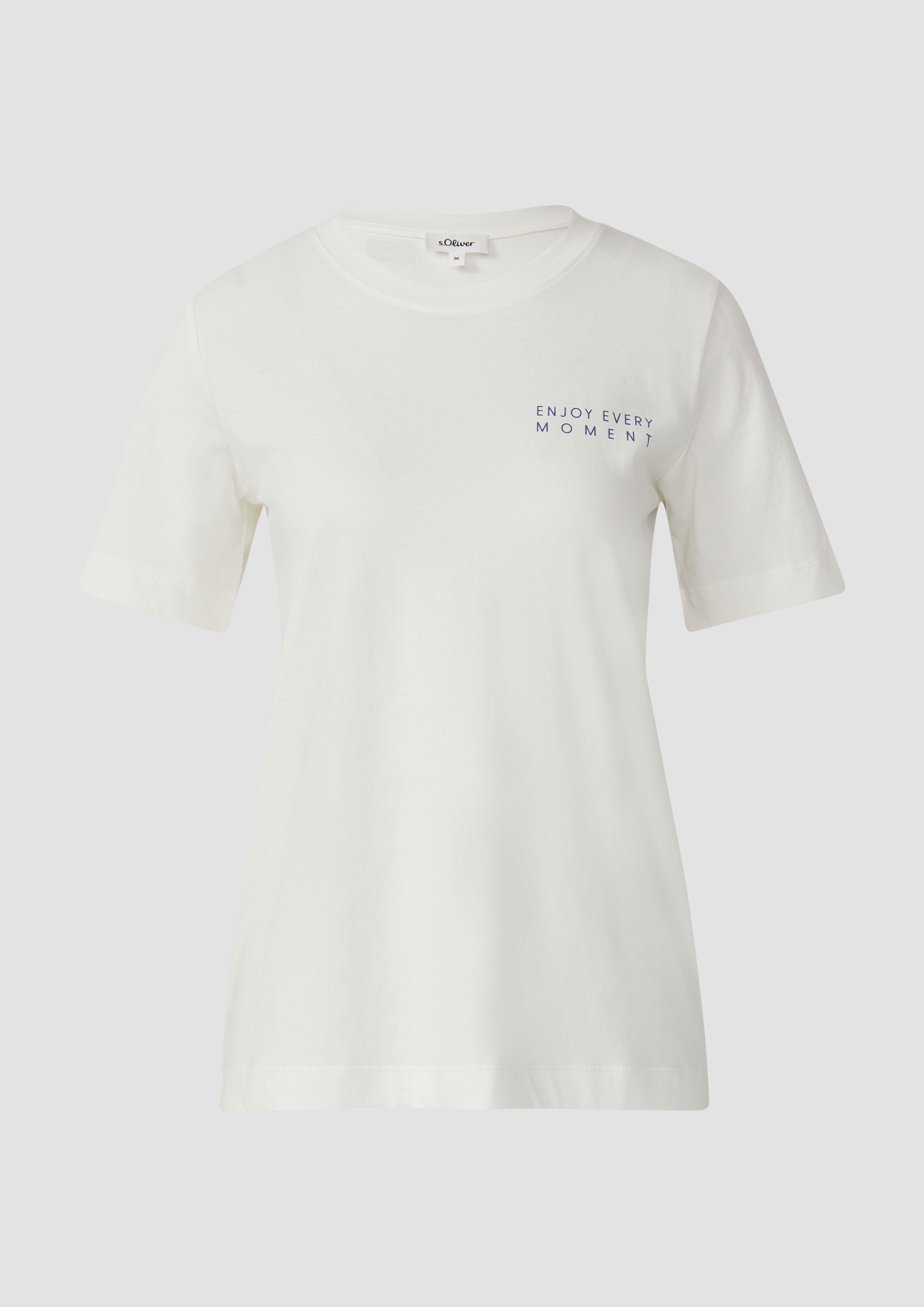s.Oliver - T-Shirt im Relaxed Fit mit Front- und Rückenprint, Damen, creme