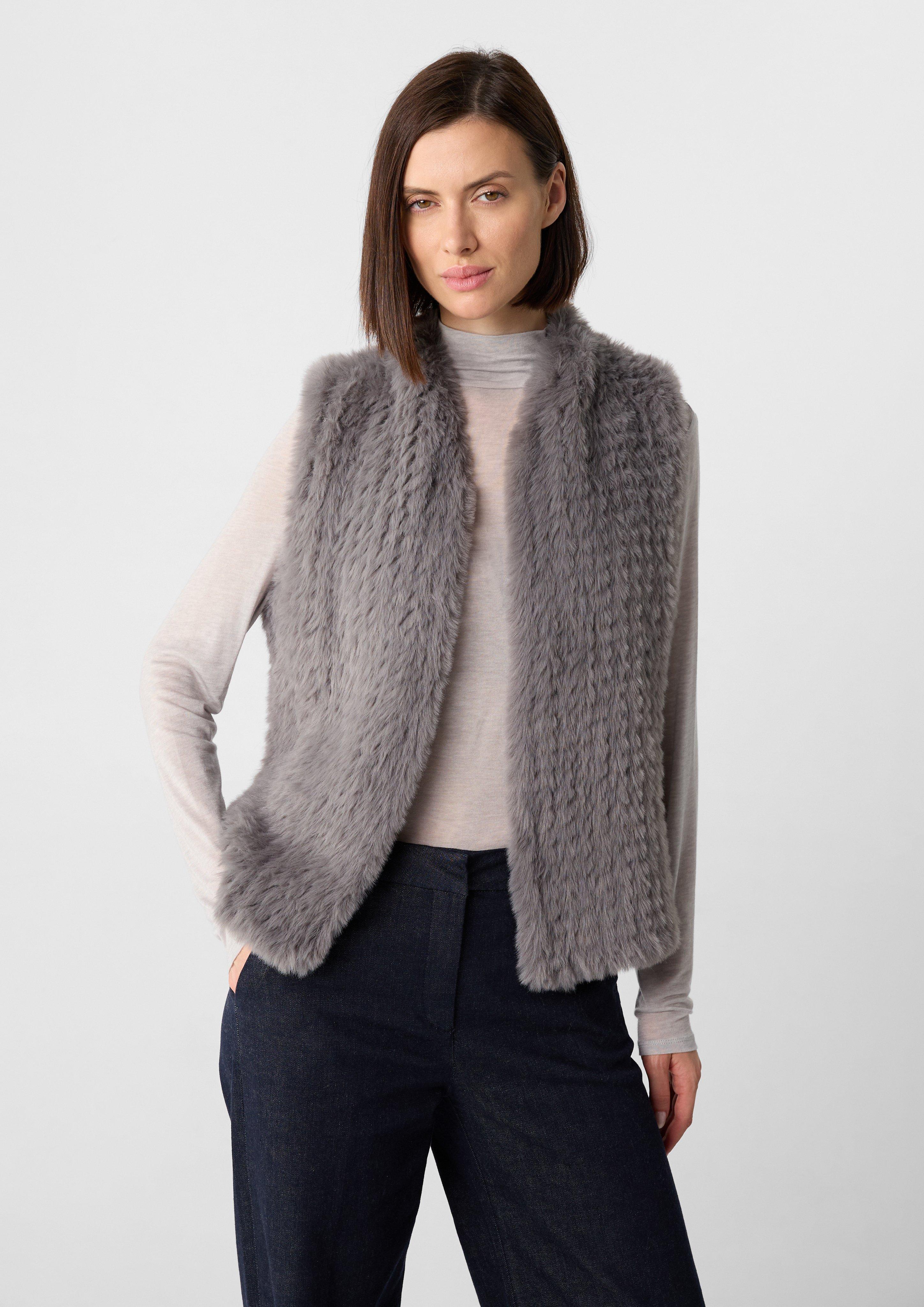 Knitted faux fur vest - Grey | SCAYLE