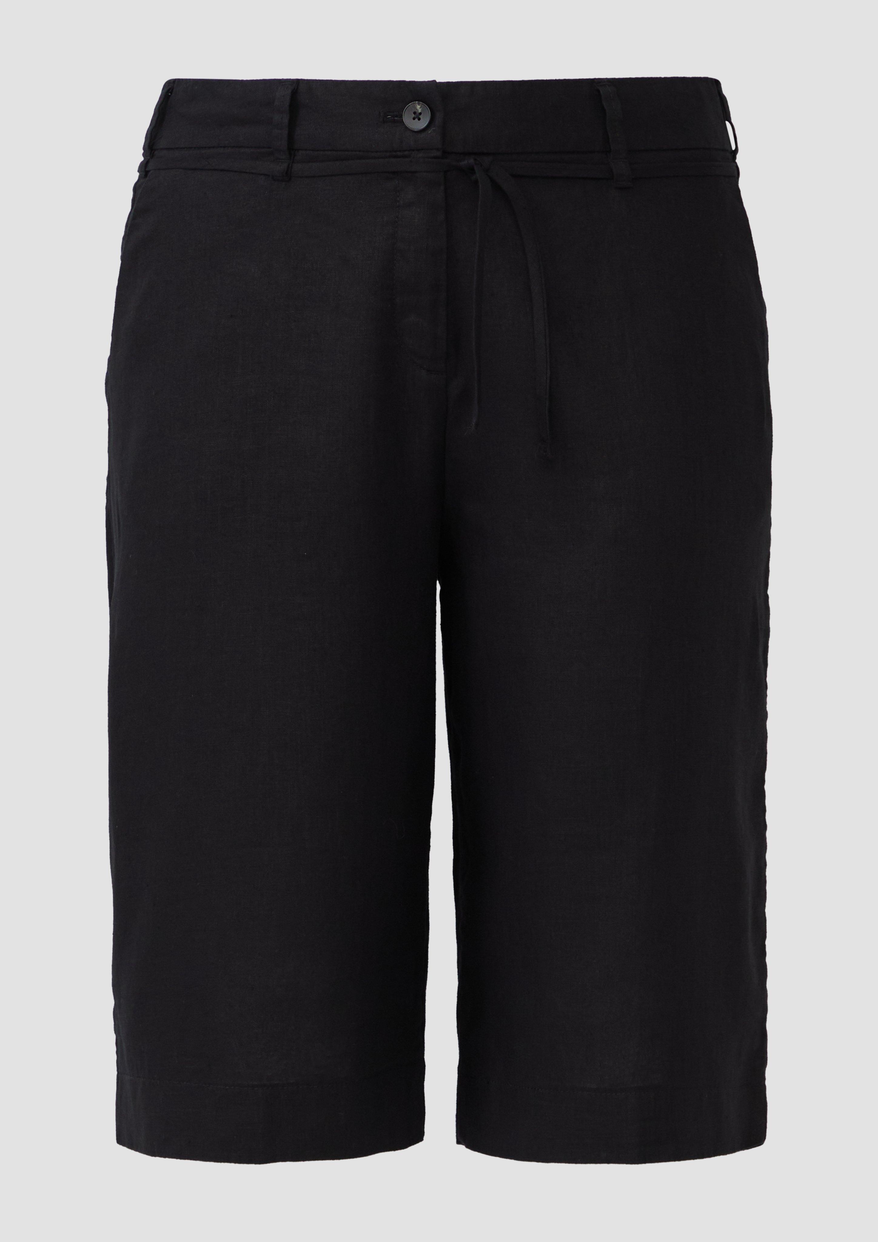 s.Oliver - Leinen-Bermuda im Regular Fit, Damen, schwarz