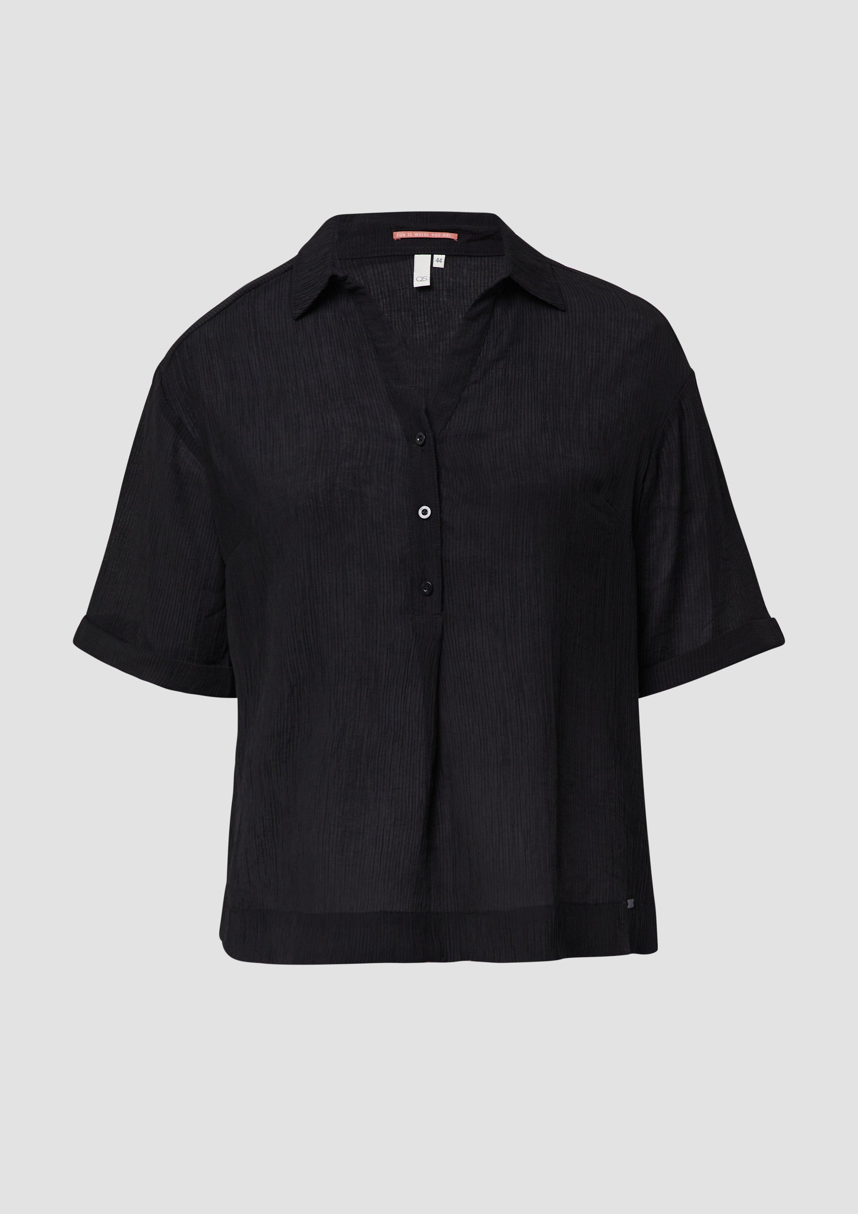 QS - Bluse im Loose Fit mit Wascheffekt, Damen, schwarz