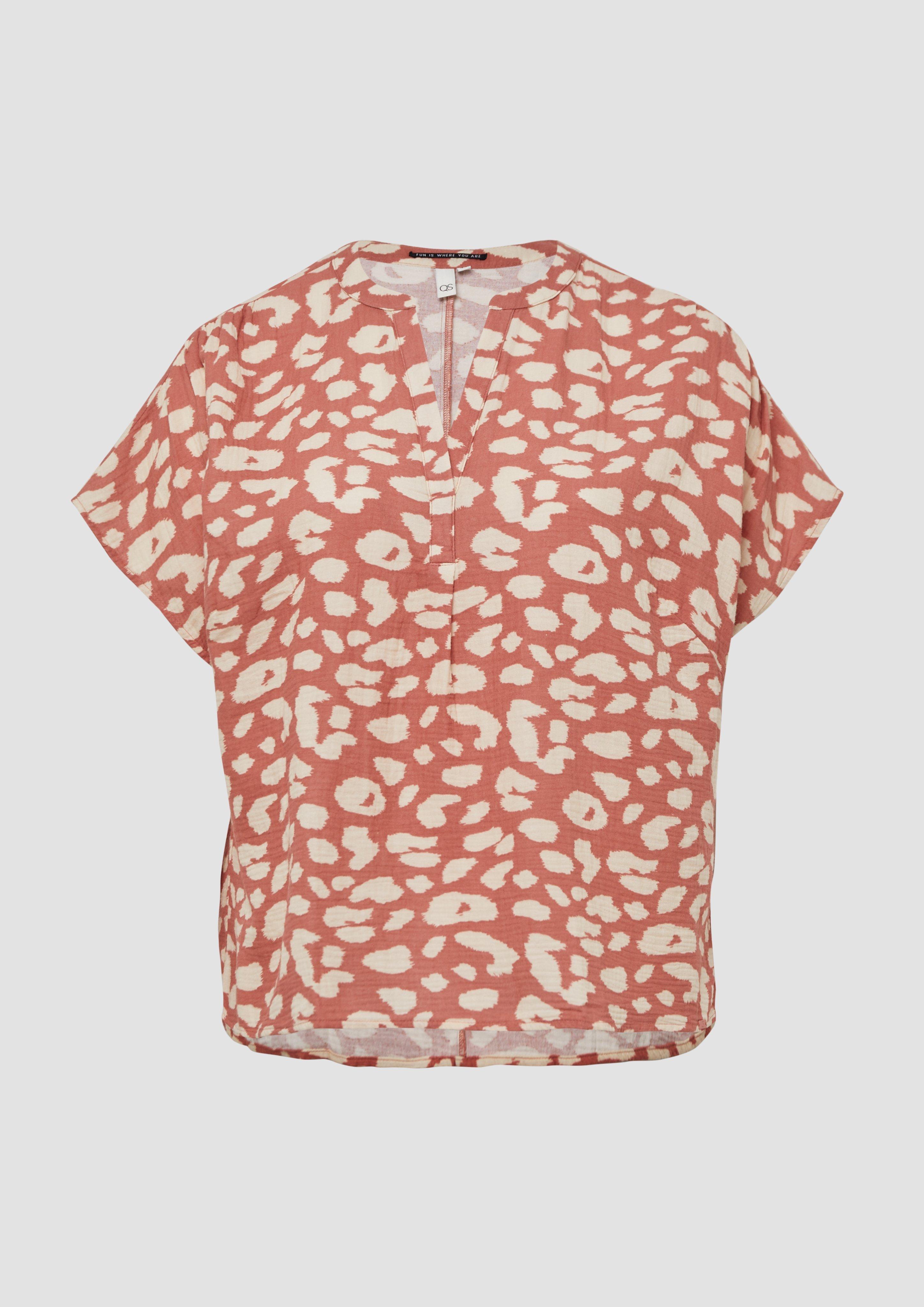 QS - Doubleface-Bluse mit Raffung, Damen, Orange