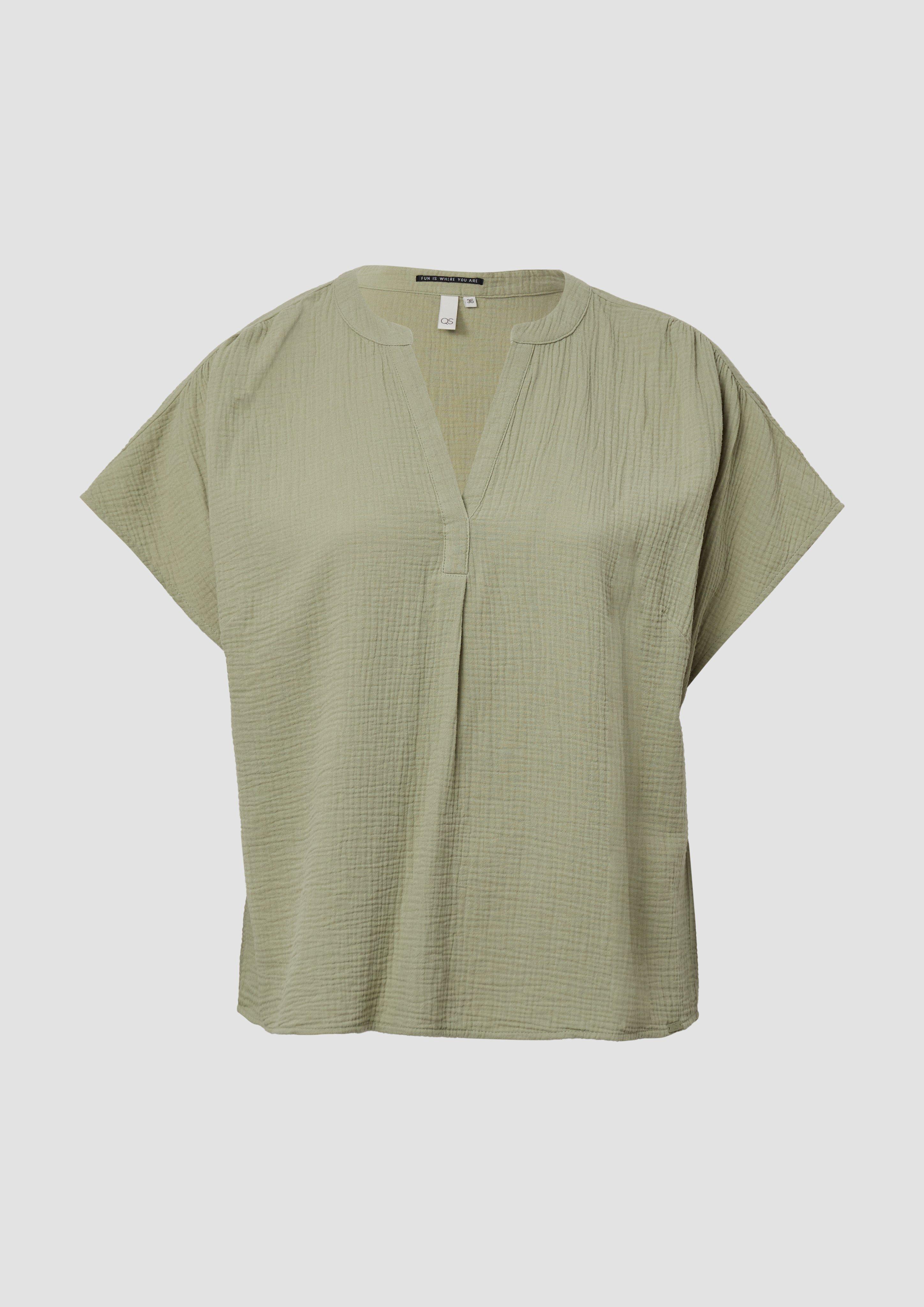 QS - Doubleface-Bluse mit Raffung, Damen, Grün