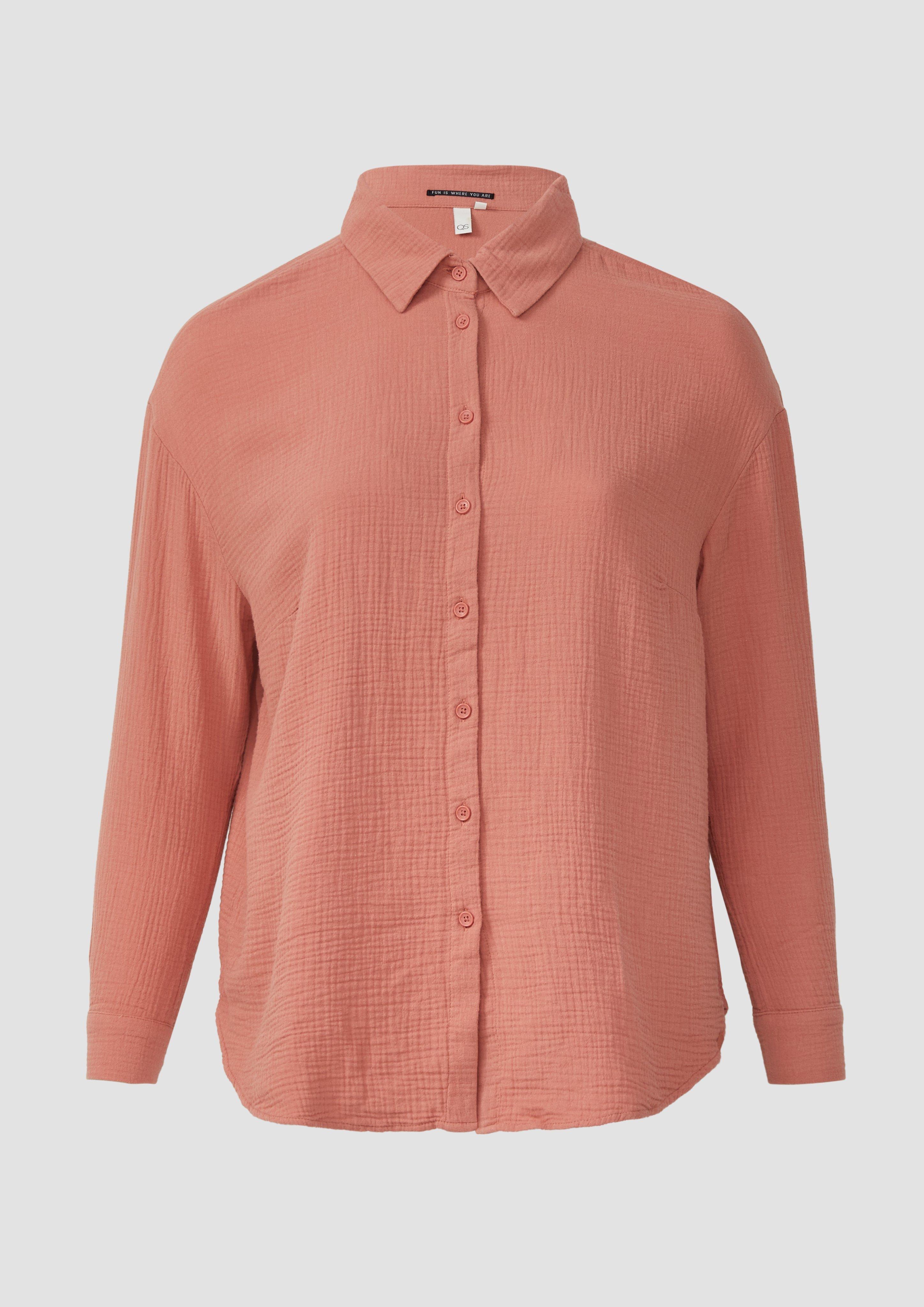 QS - Hemdbluse aus Musselin im Oversize-Schnitt, Damen, Orange