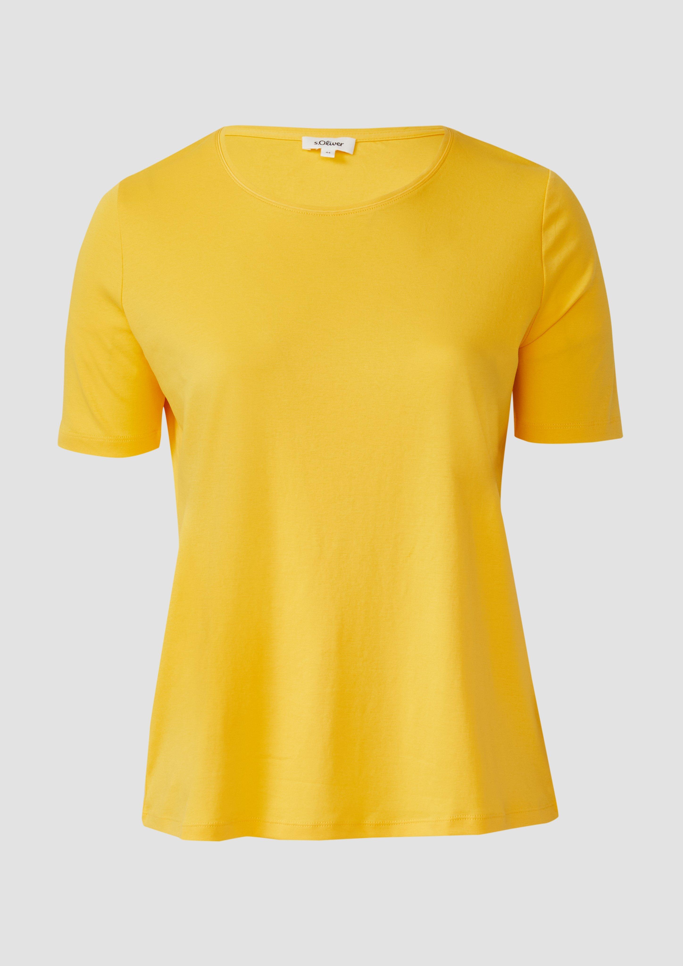 s.Oliver - T-Shirt im Regular Fit aus Interlockjersey, Damen, gelb