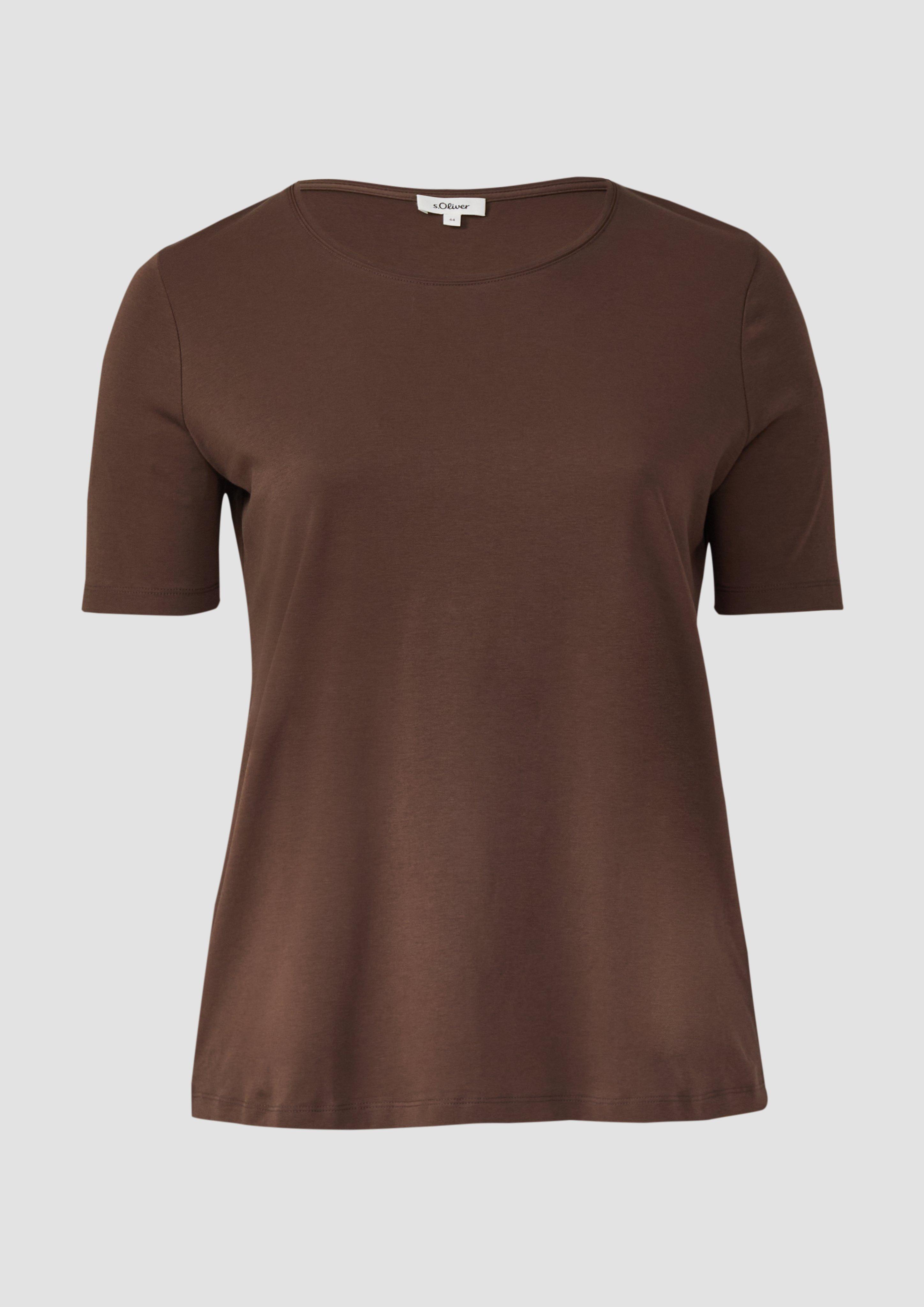 s.Oliver - T-Shirt im Regular Fit aus Interlockjersey, Damen, braun