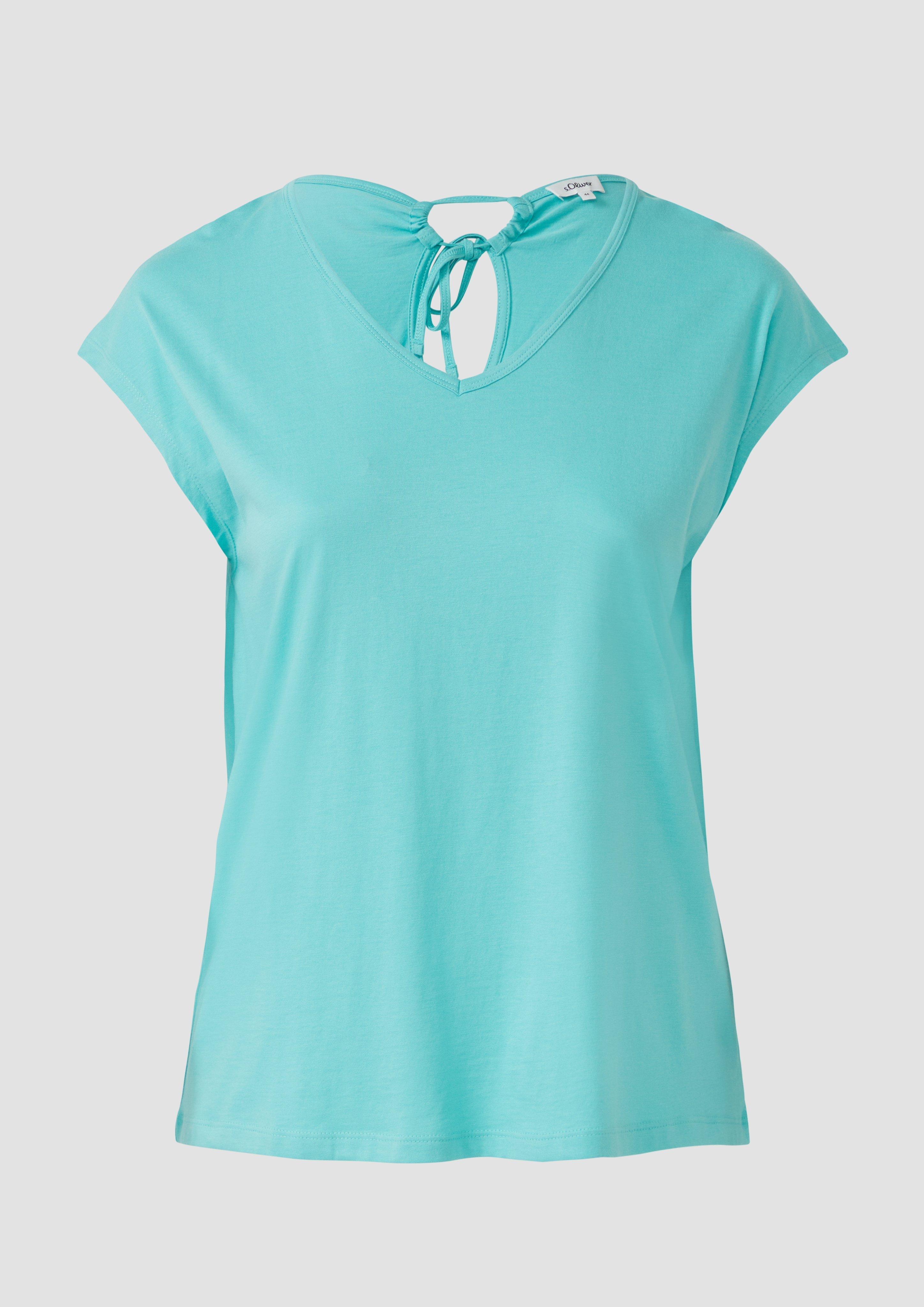 s.Oliver - Ärmelloses Relaxed-Fit-Shirt mit Cut-out und Schleife, Damen, türkis
