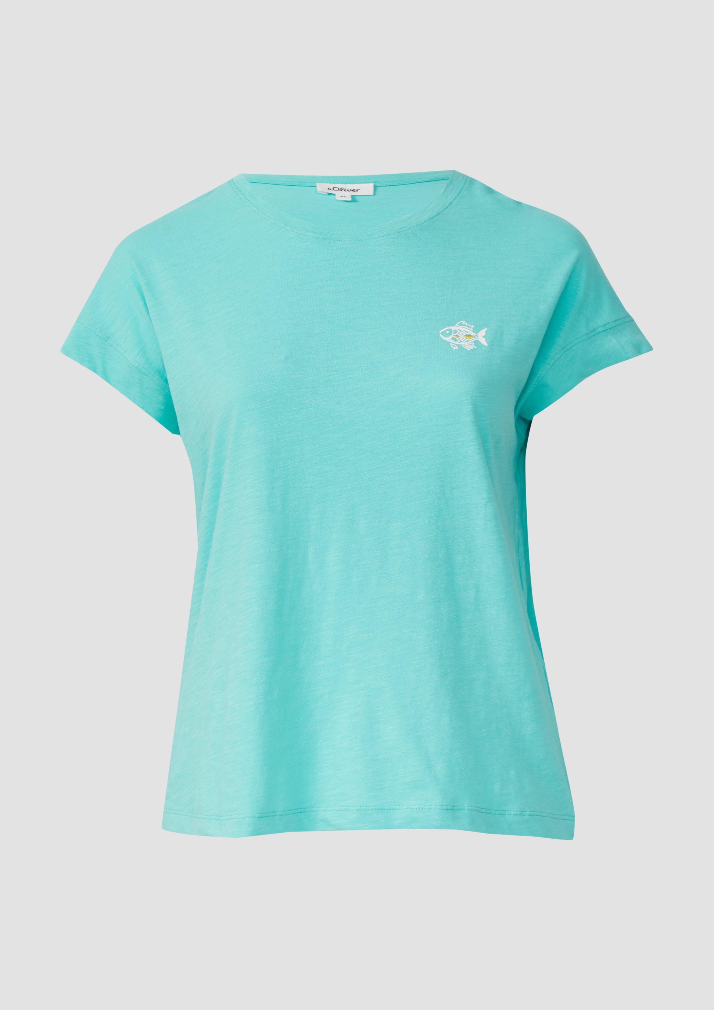 s.Oliver - T-Shirt im Relaxed Fit mit kleinem Artwork, Damen, türkis