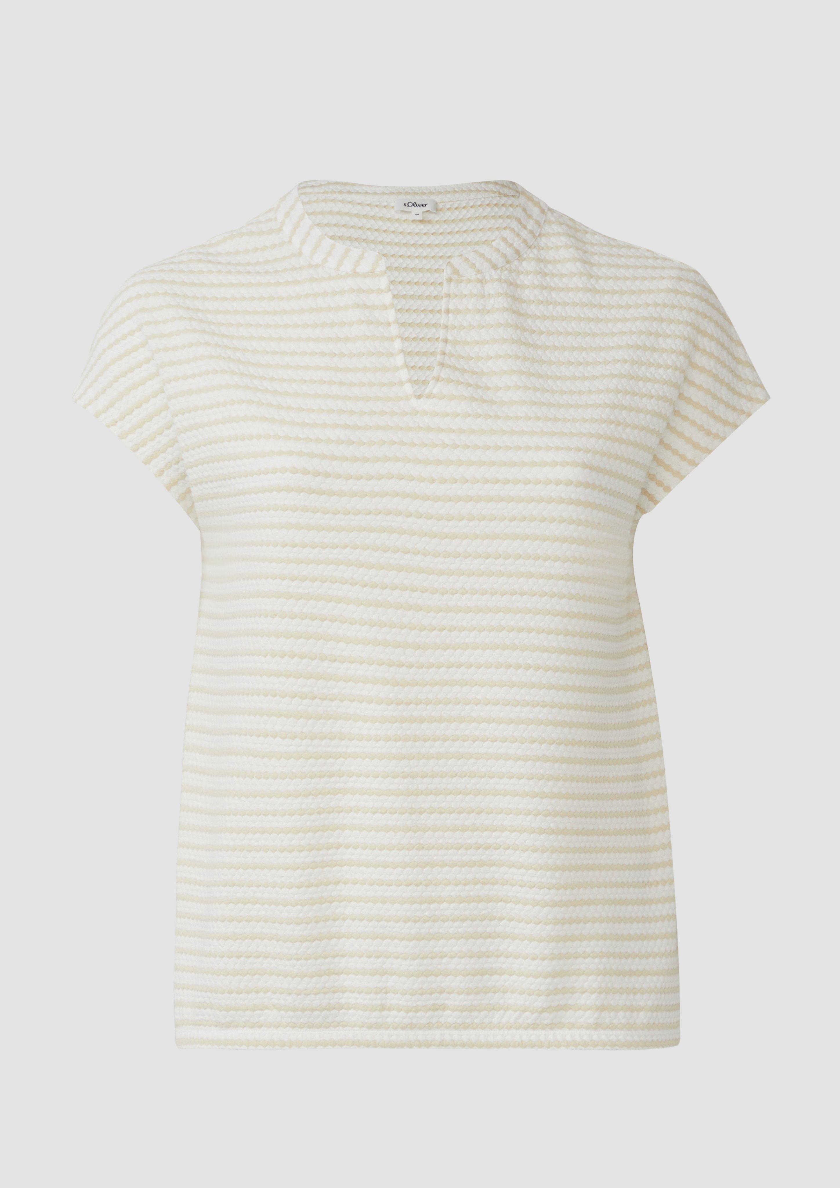 s.Oliver - Strukturiertes T-Shirt im O-Shape, Damen, Beige