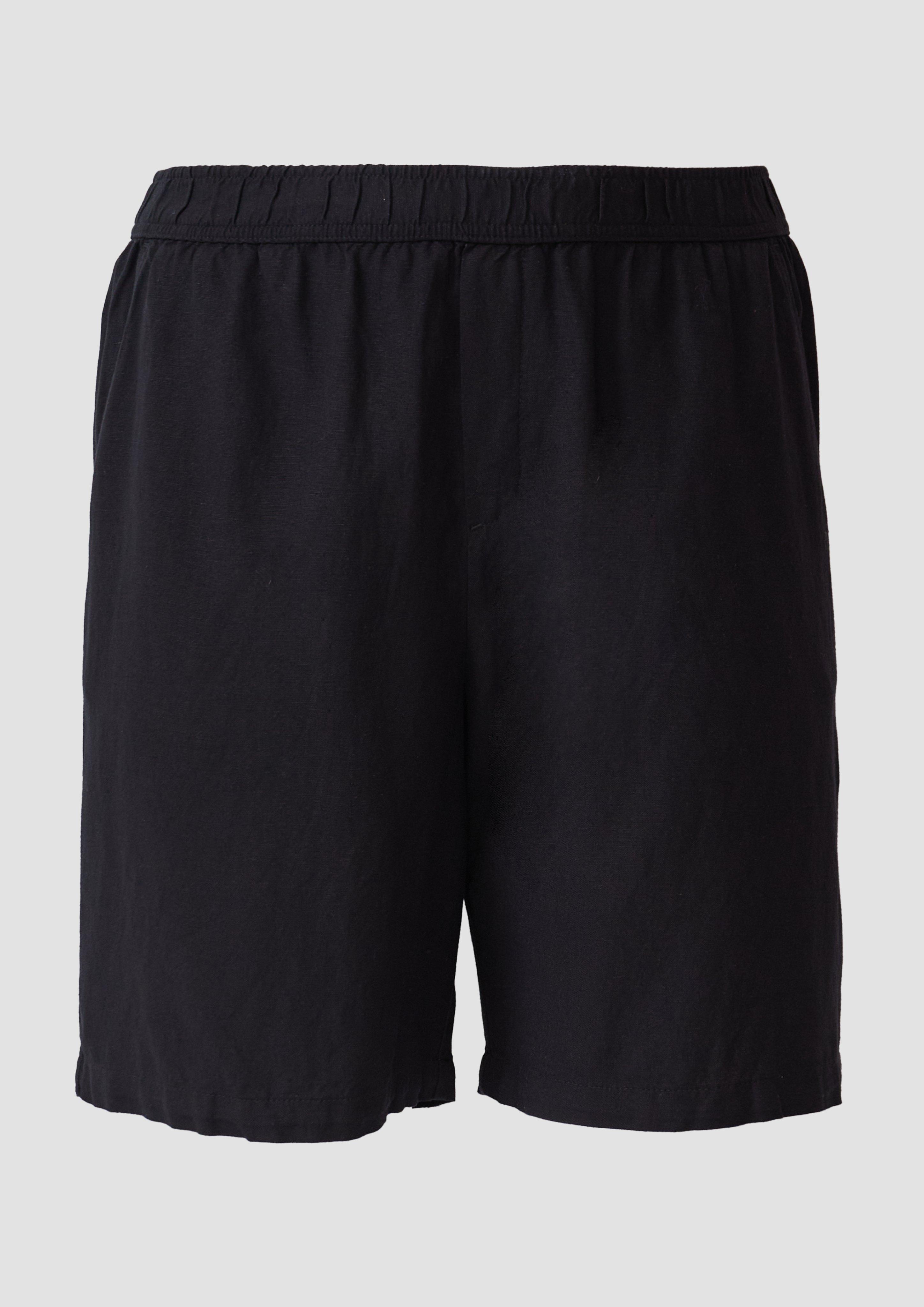 QS - Shorts aus Leinen-Viskose-Mix, Damen, schwarz