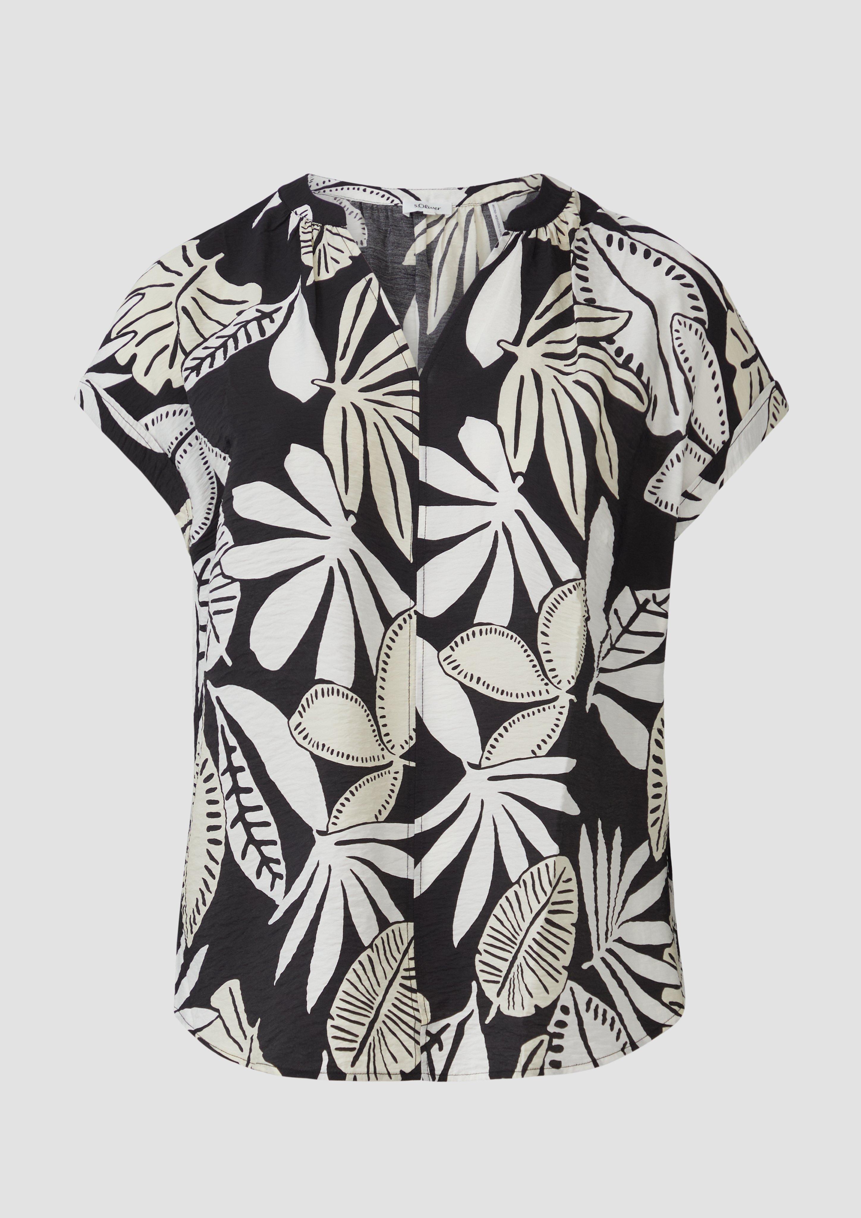 s.Oliver - Strukturierte Bluse mit Raff-Details, Damen, schwarz
