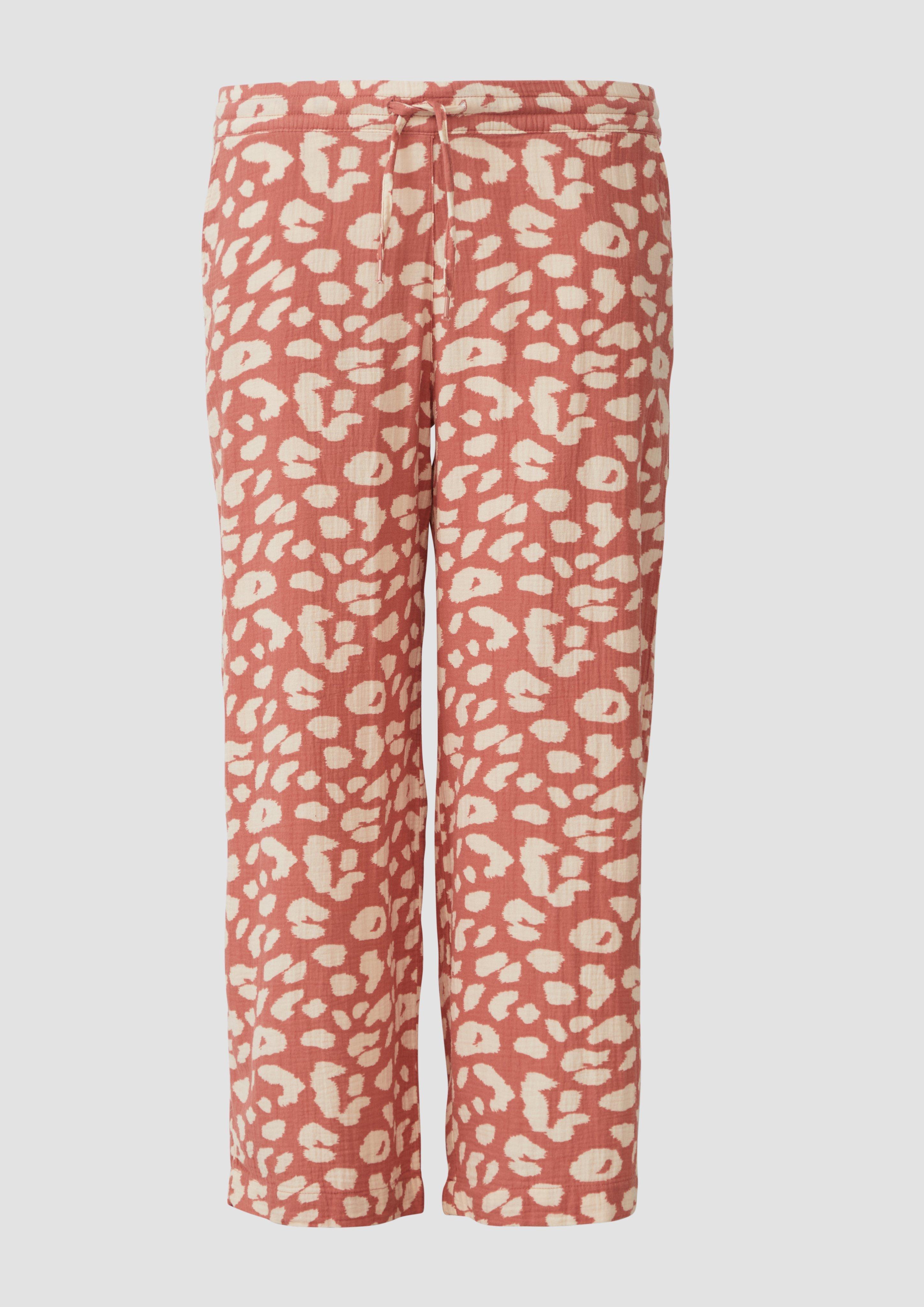 QS - Gemusterte Hose aus Musselin, Damen, Orange