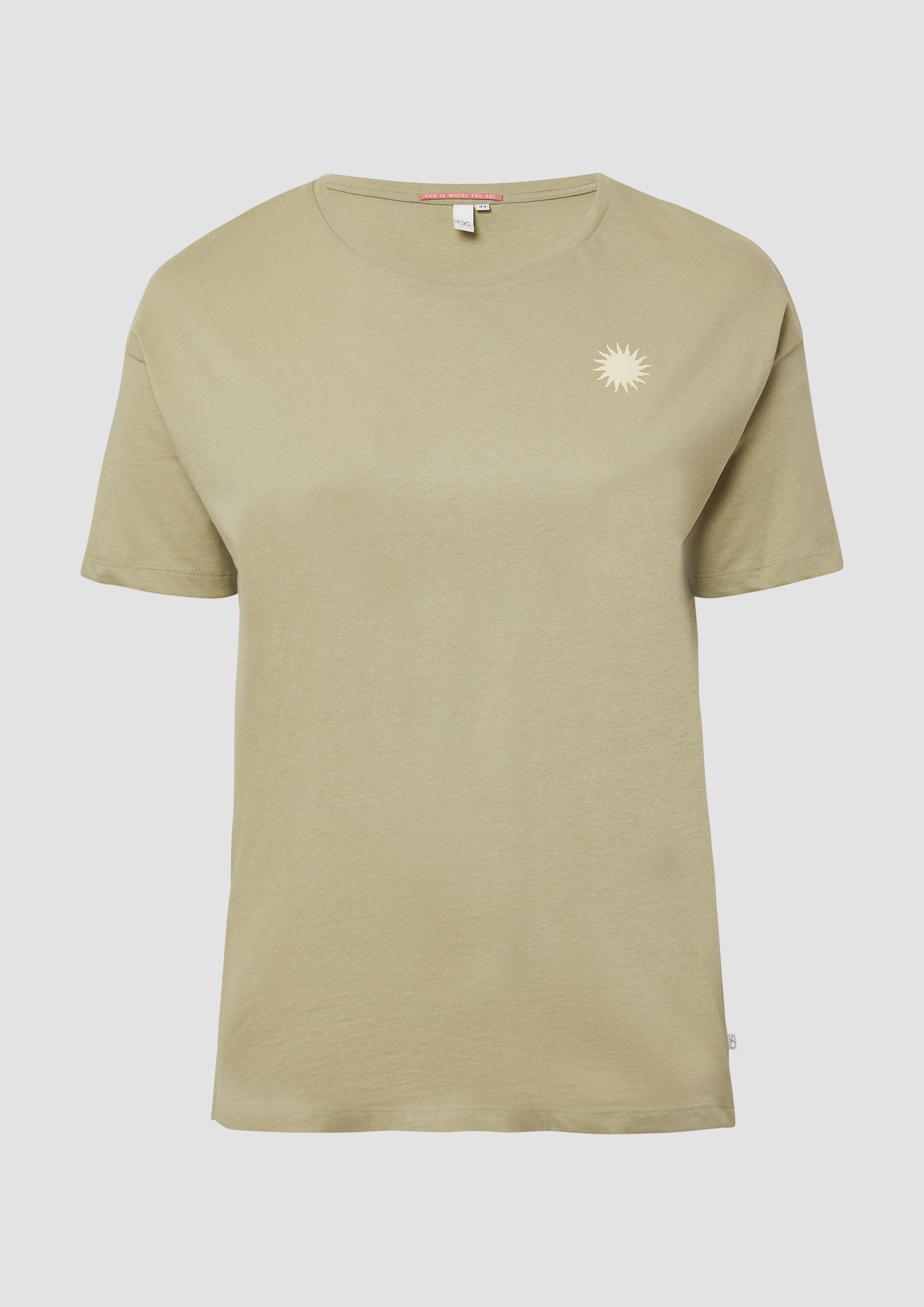 QS - Baumwollshirt mit Rückenprint, Damen, grün