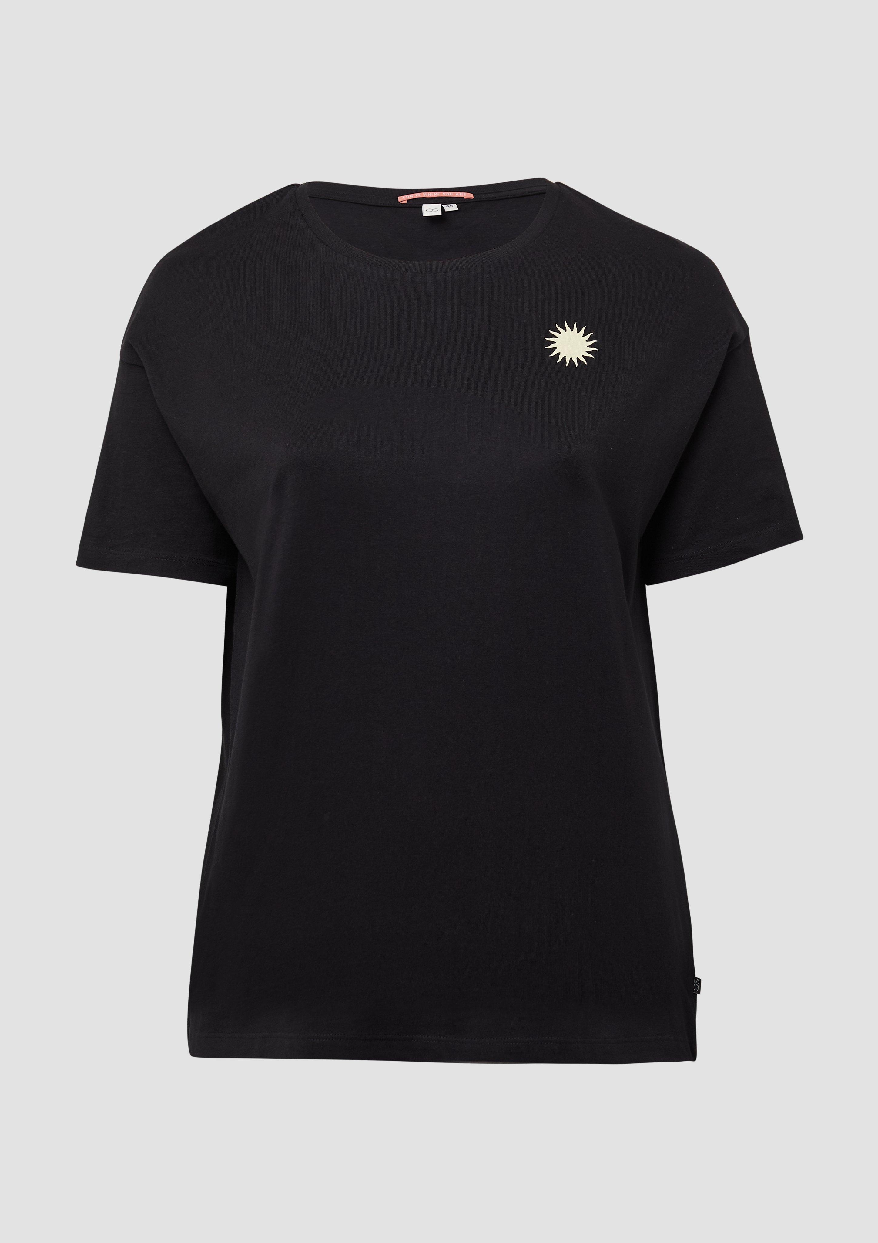 QS - Baumwollshirt mit Rückenprint, Damen, schwarz
