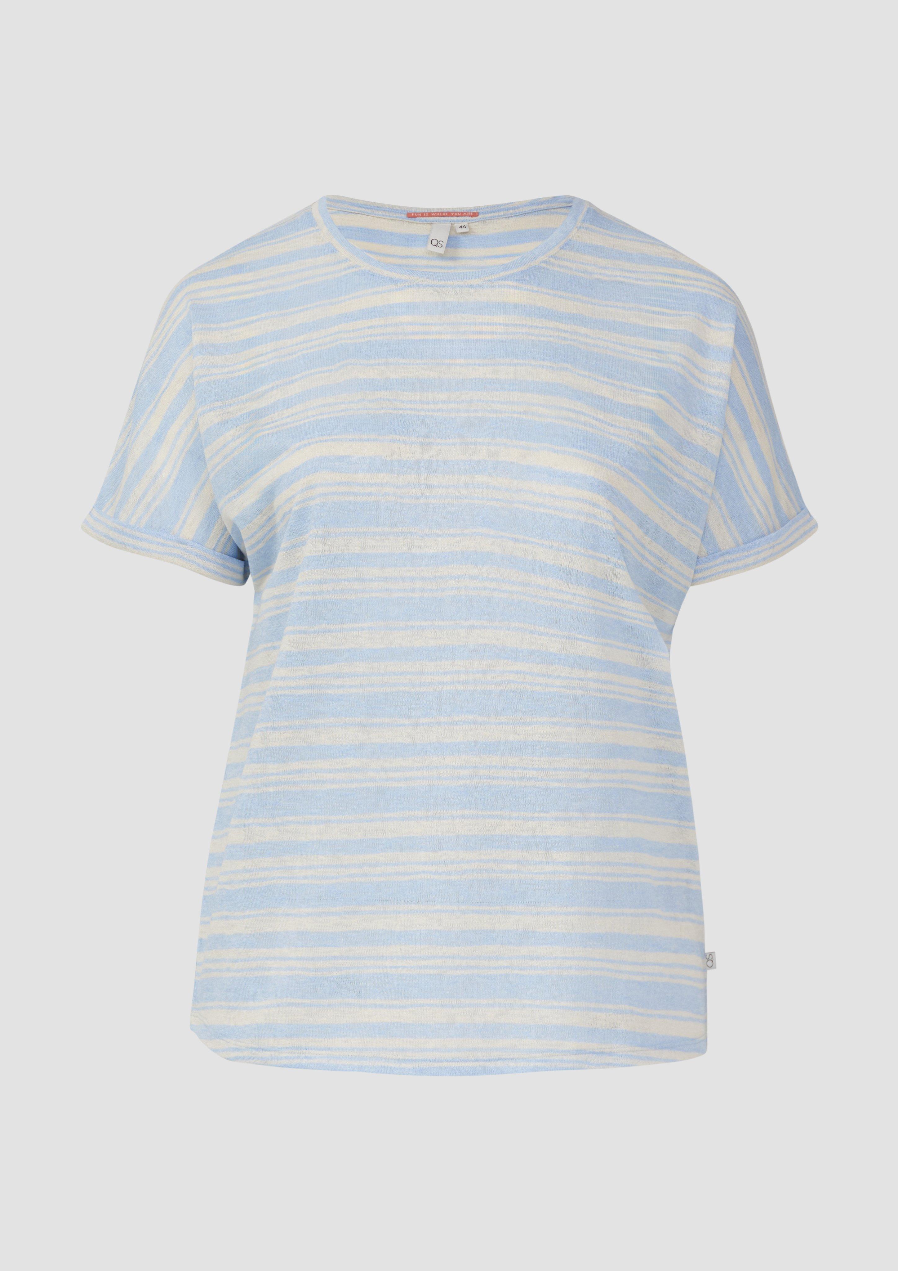 QS - Ringelshirt aus Viskosemix, Damen, blau