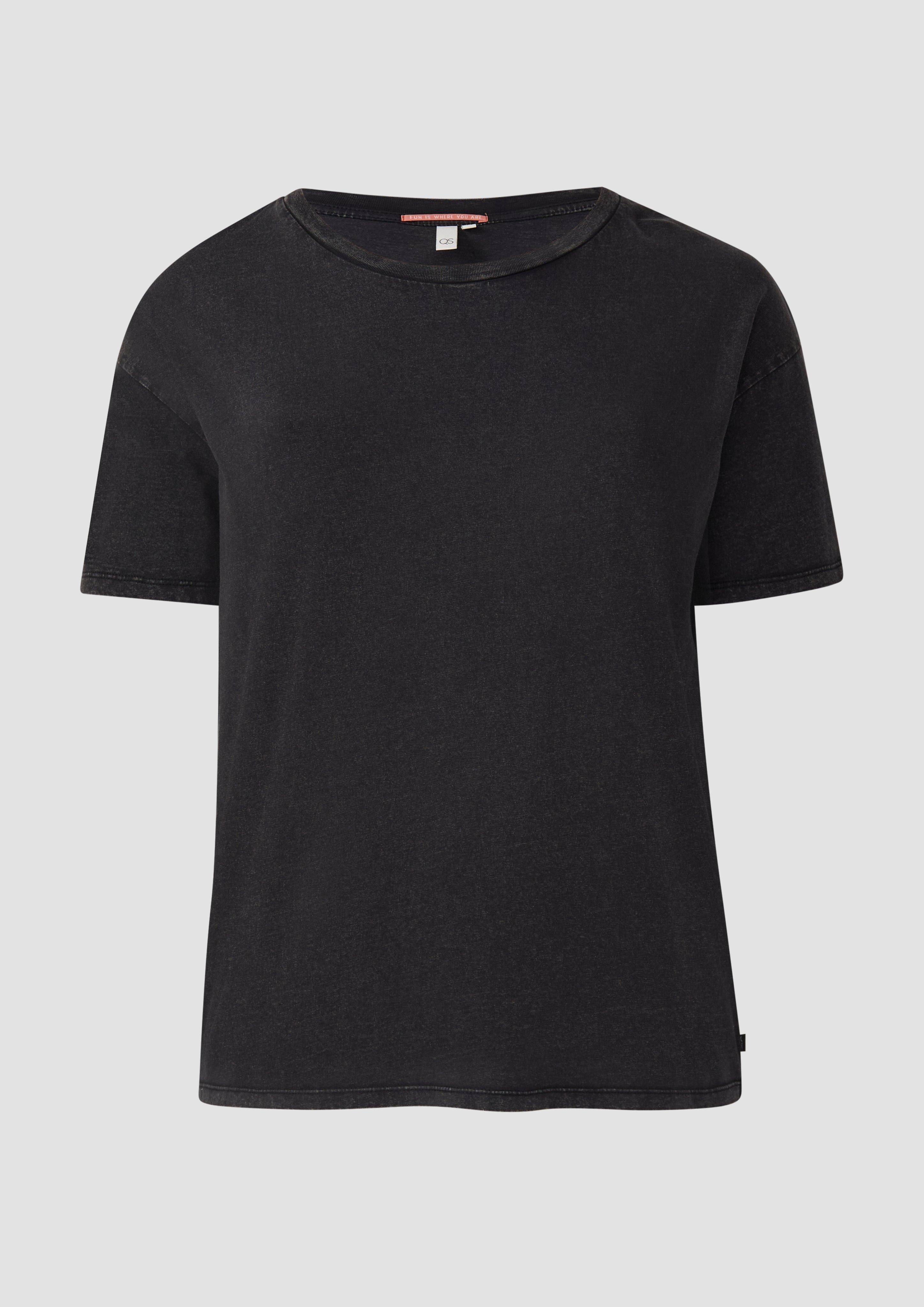 QS - Gewaschenes T-Shirt mit Backprint, Damen, schwarz