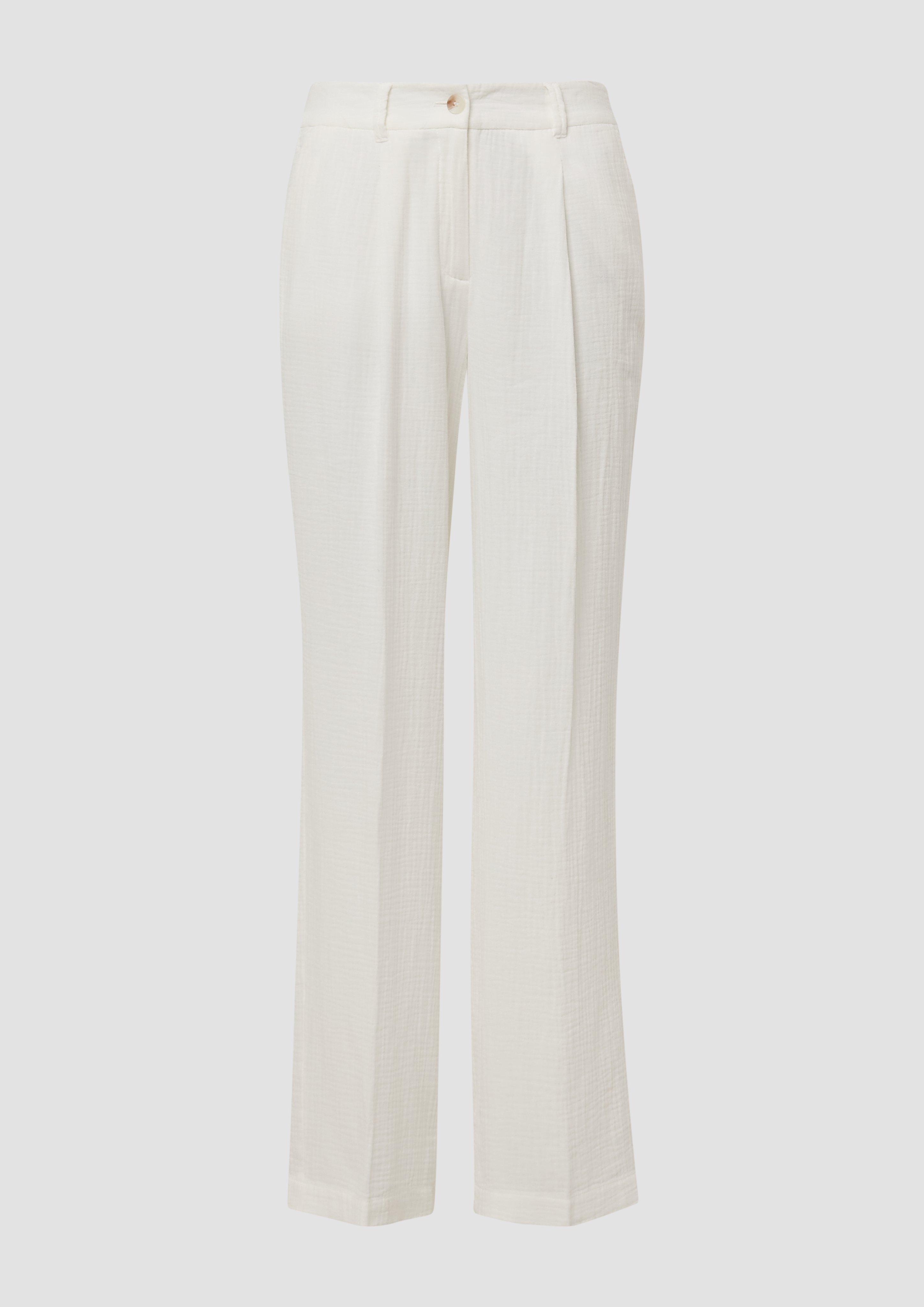 s.Oliver - Wide-Leg-Hose aus Musselin, Damen, creme