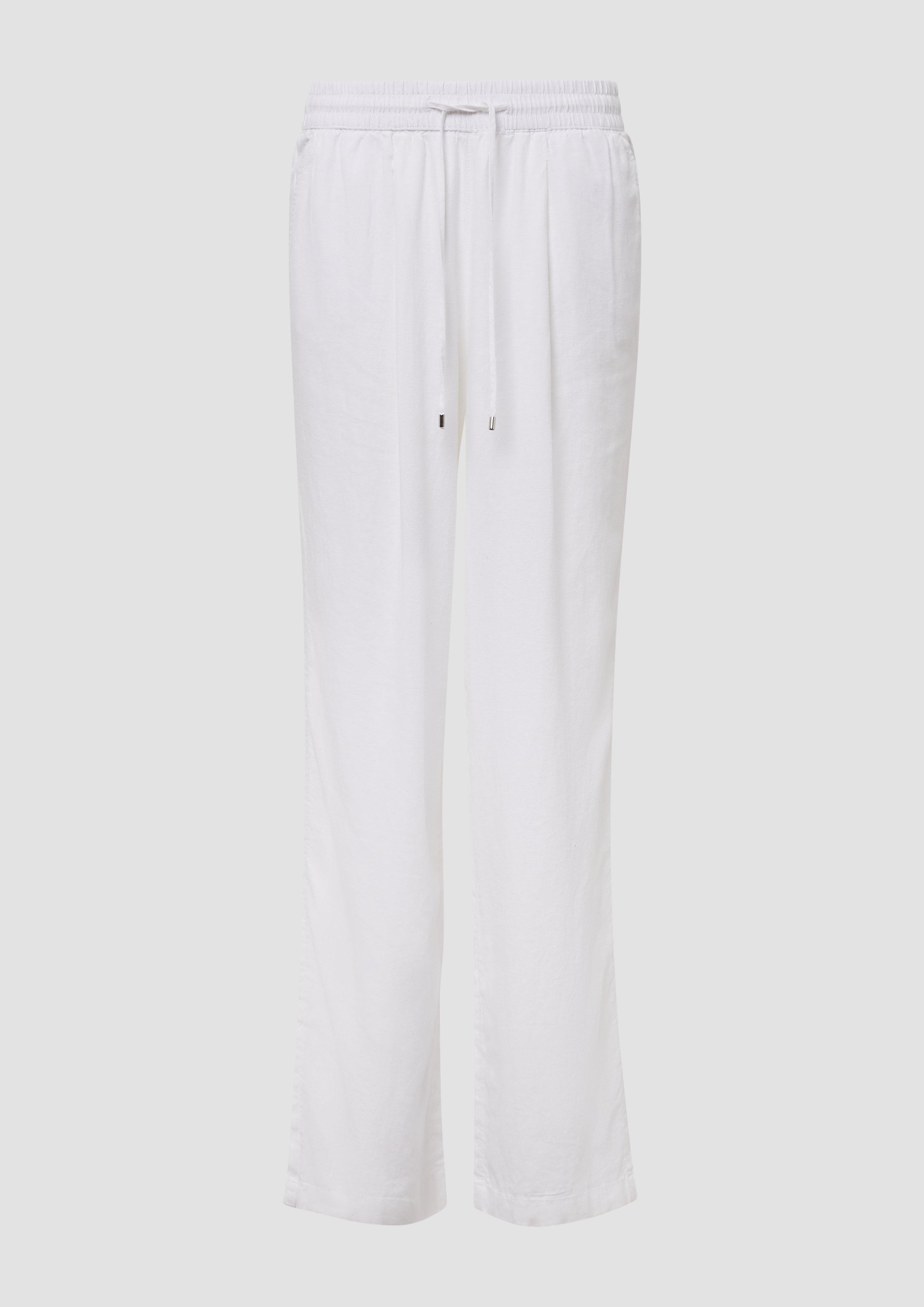 s.Oliver - Leichte Leinenmix-Hose mit Elastikbund, Damen, weiß