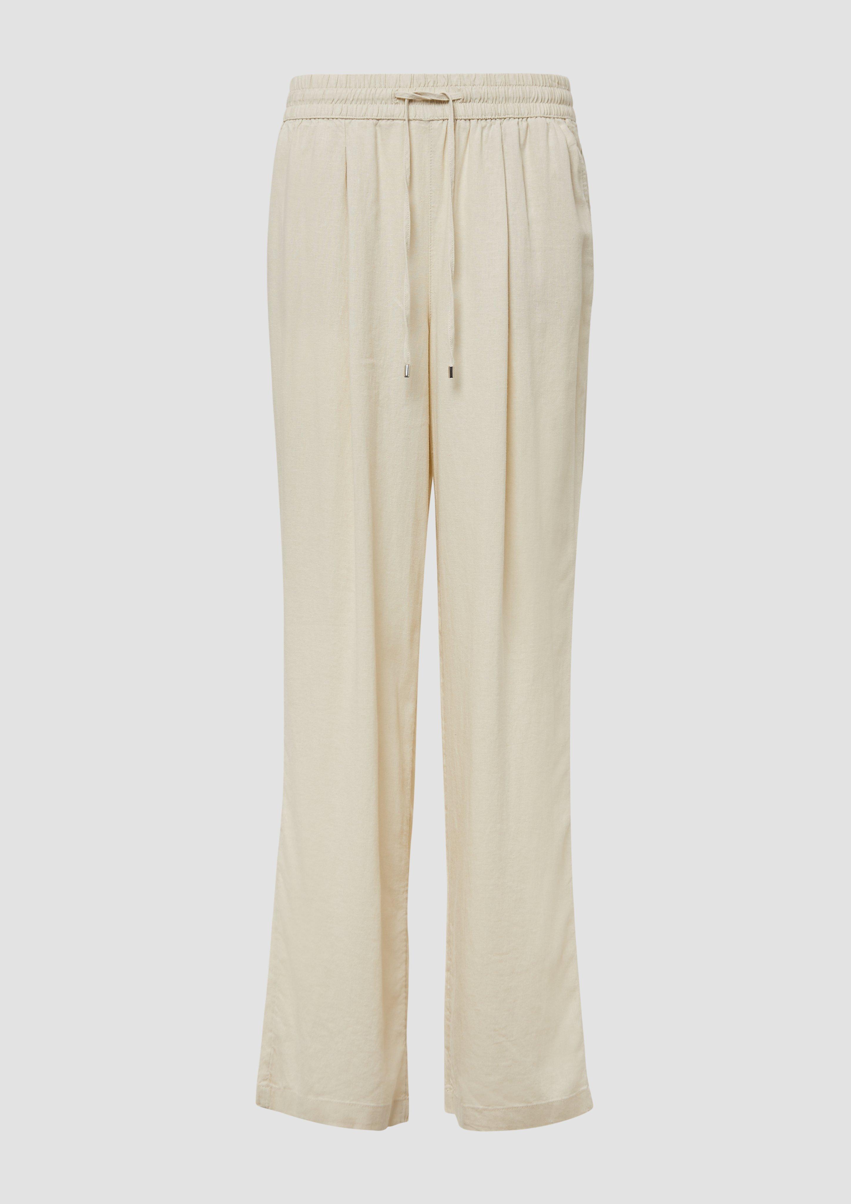 s.Oliver - Leichte Leinenmix-Hose mit Elastikbund, Damen, creme