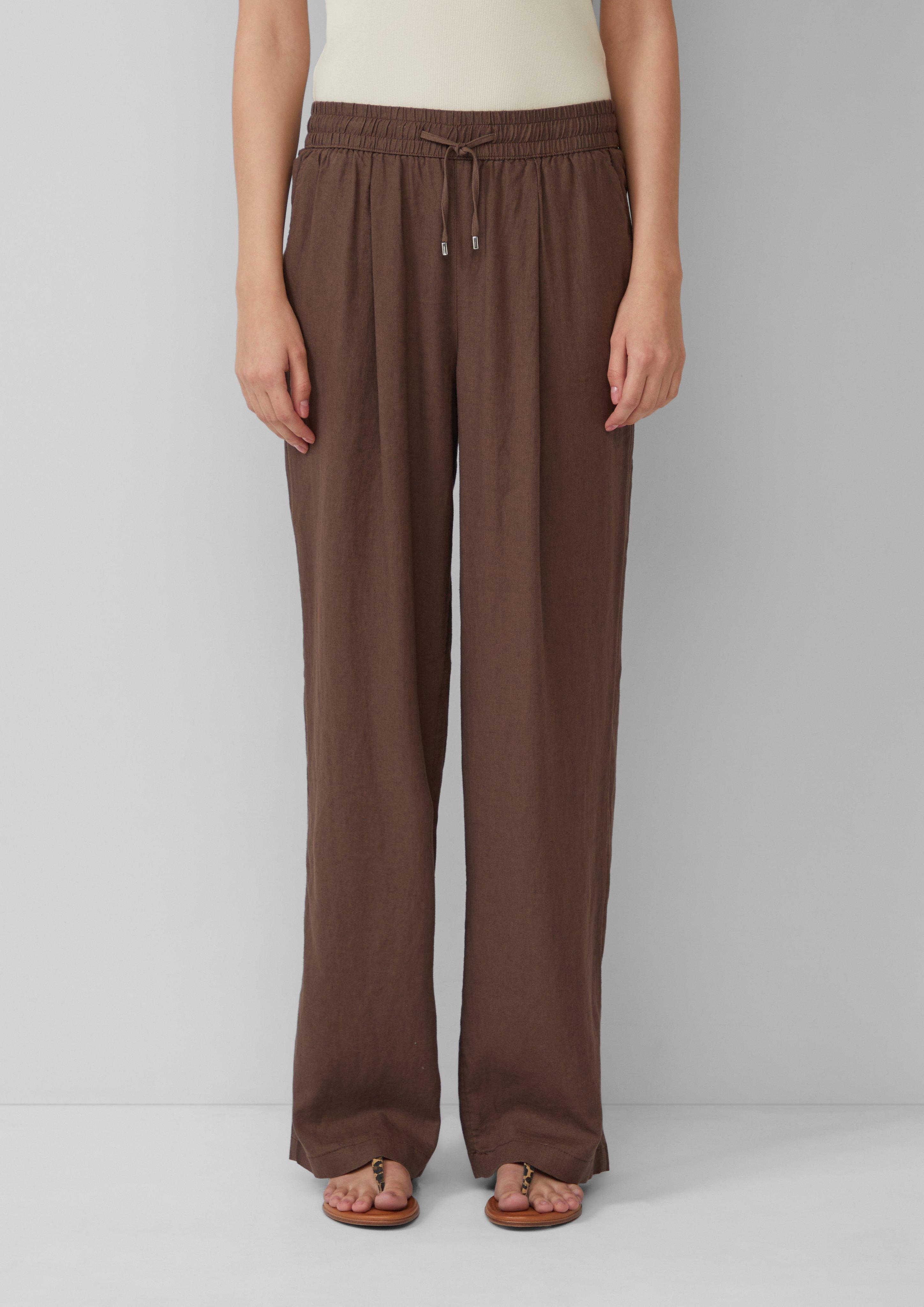 Leichte Leinenmix-Hose mit Elastikbund - mokka | s.Oliver