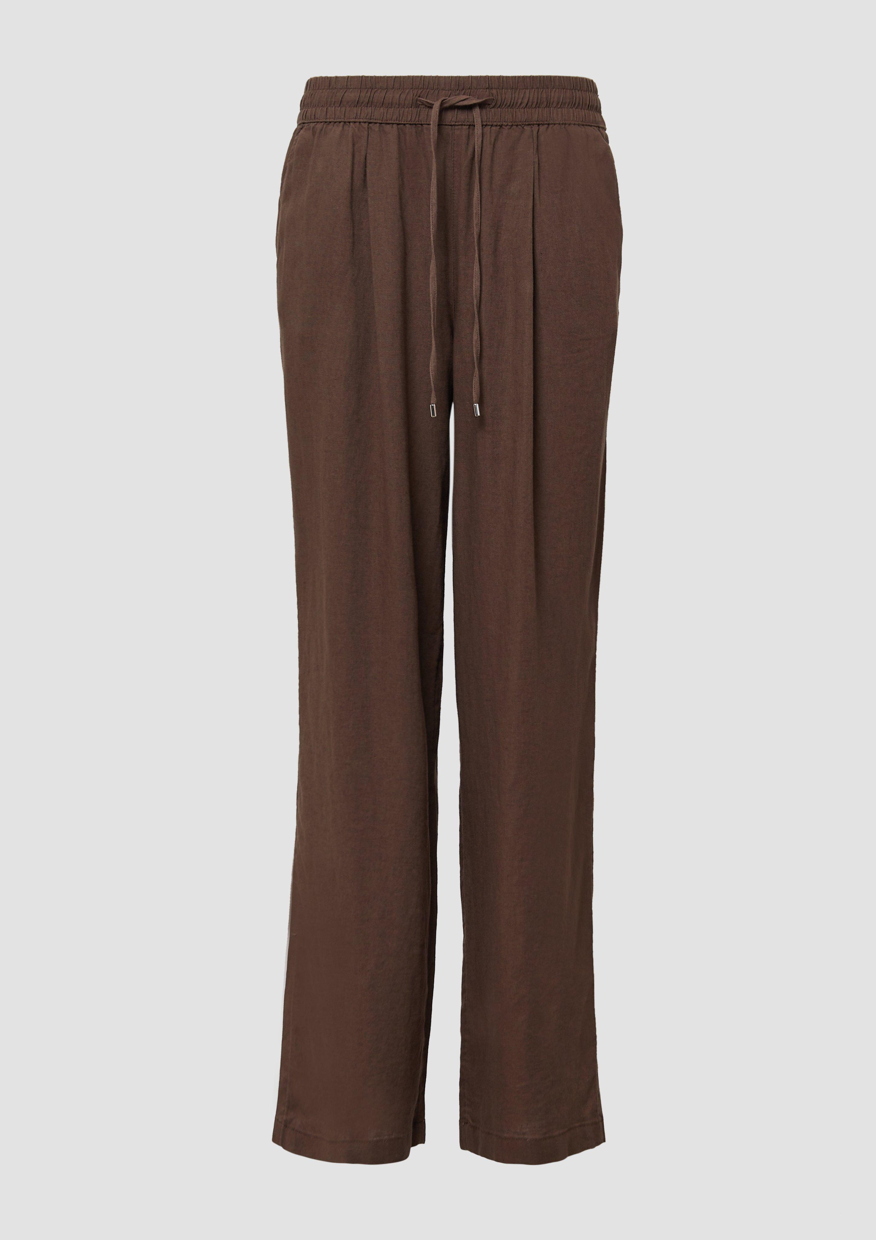 s.Oliver - Leichte Leinenmix-Hose mit Elastikbund, Damen, braun