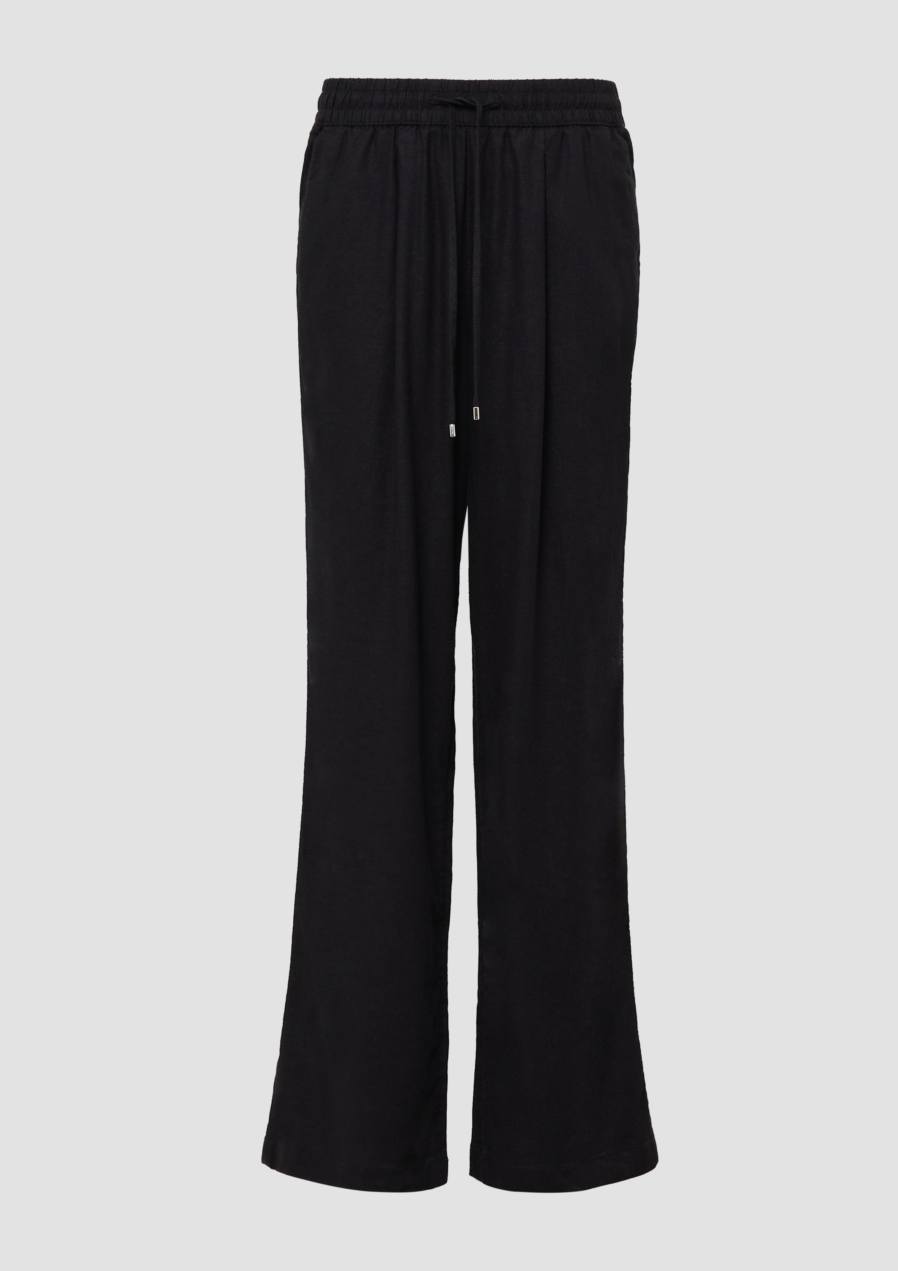 s.Oliver - Leichte Leinenmix-Hose mit Elastikbund, Damen, schwarz
