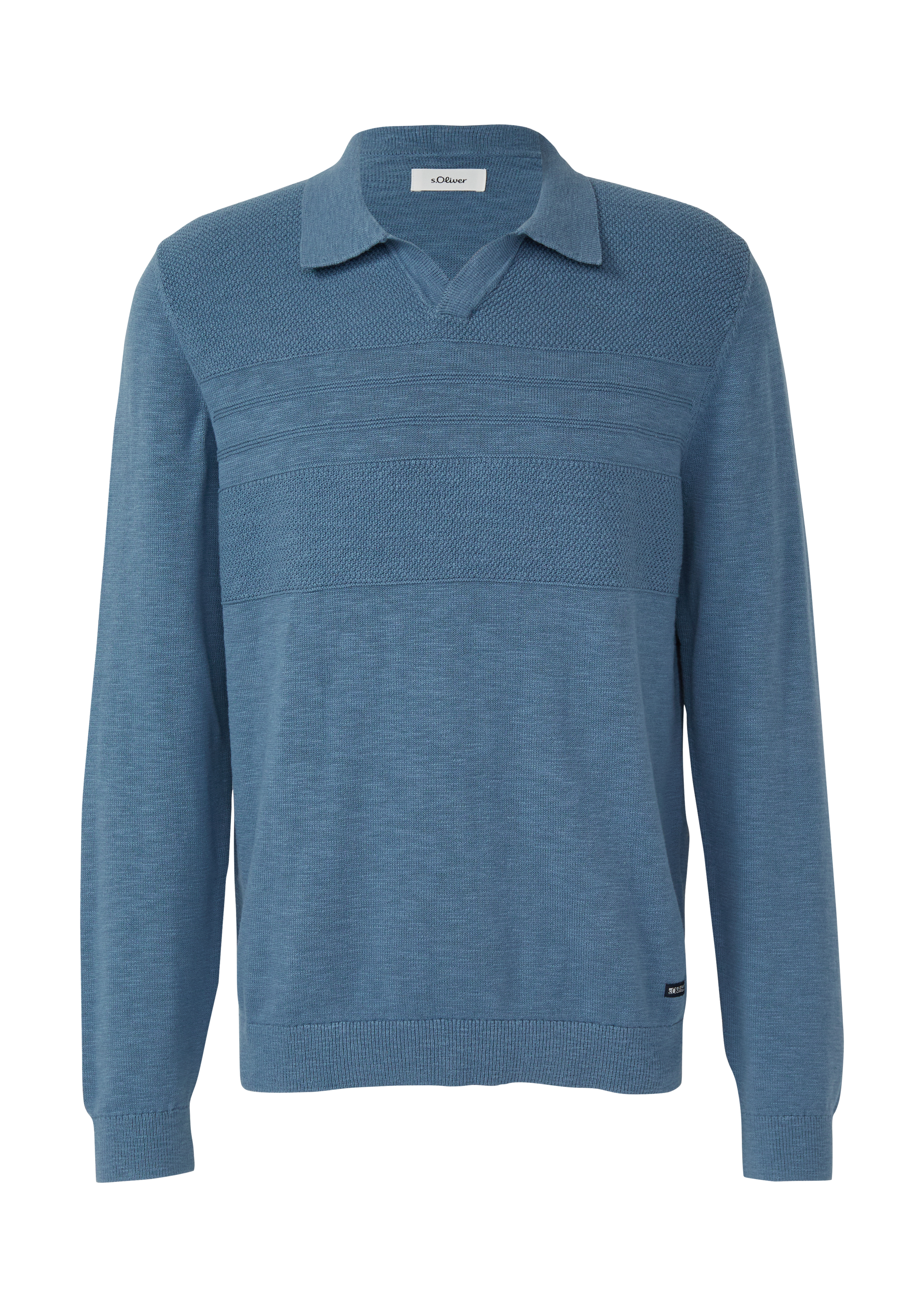 Gebreide katoenen polo met structuurmix