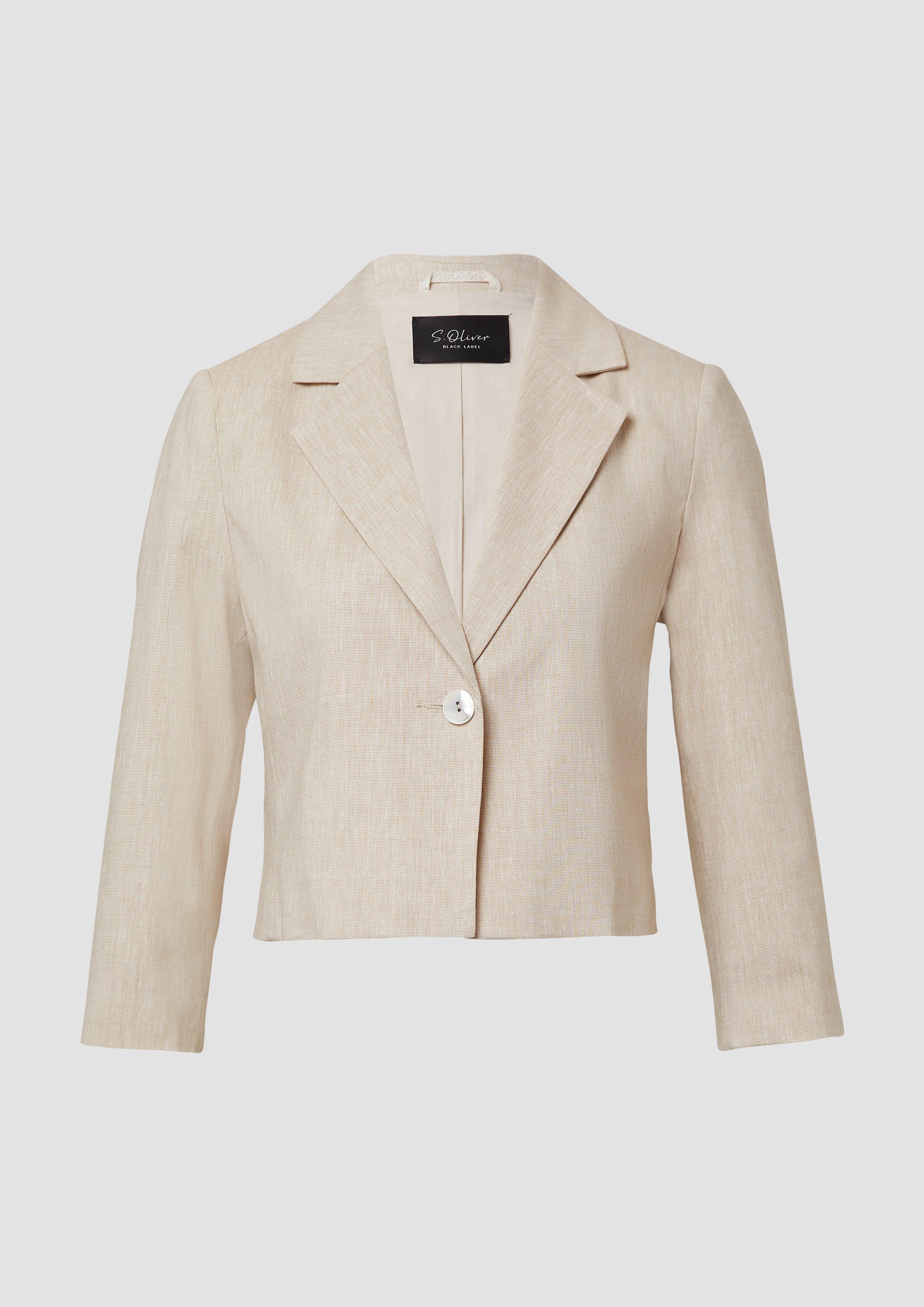 s.Oliver - Cropped Blazer aus Leinenmix, Damen, Beige