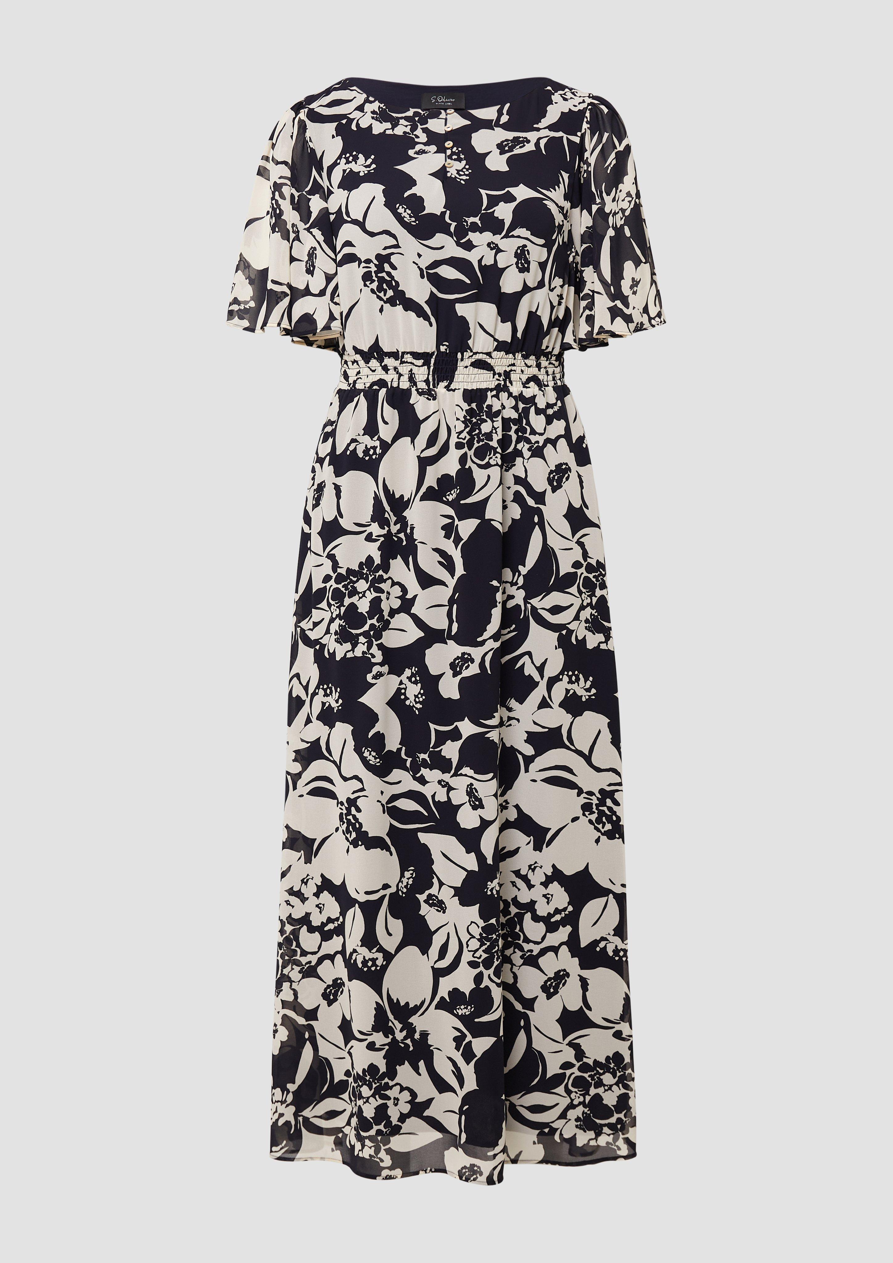 s.Oliver - Maxikleid aus Chiffon mit Print, Damen, blau