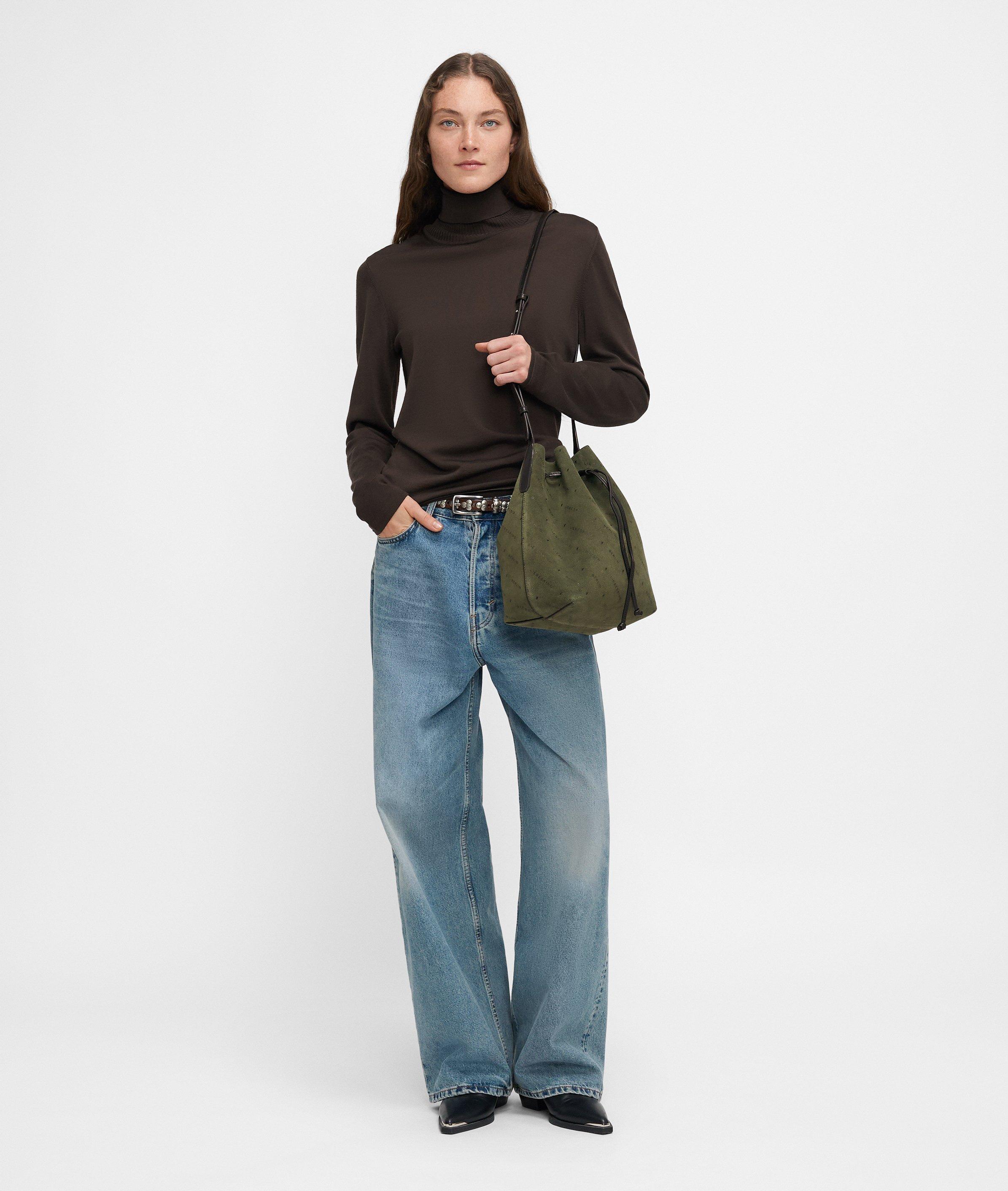 Monogram Emmerbag M in olijfgroen & bruin