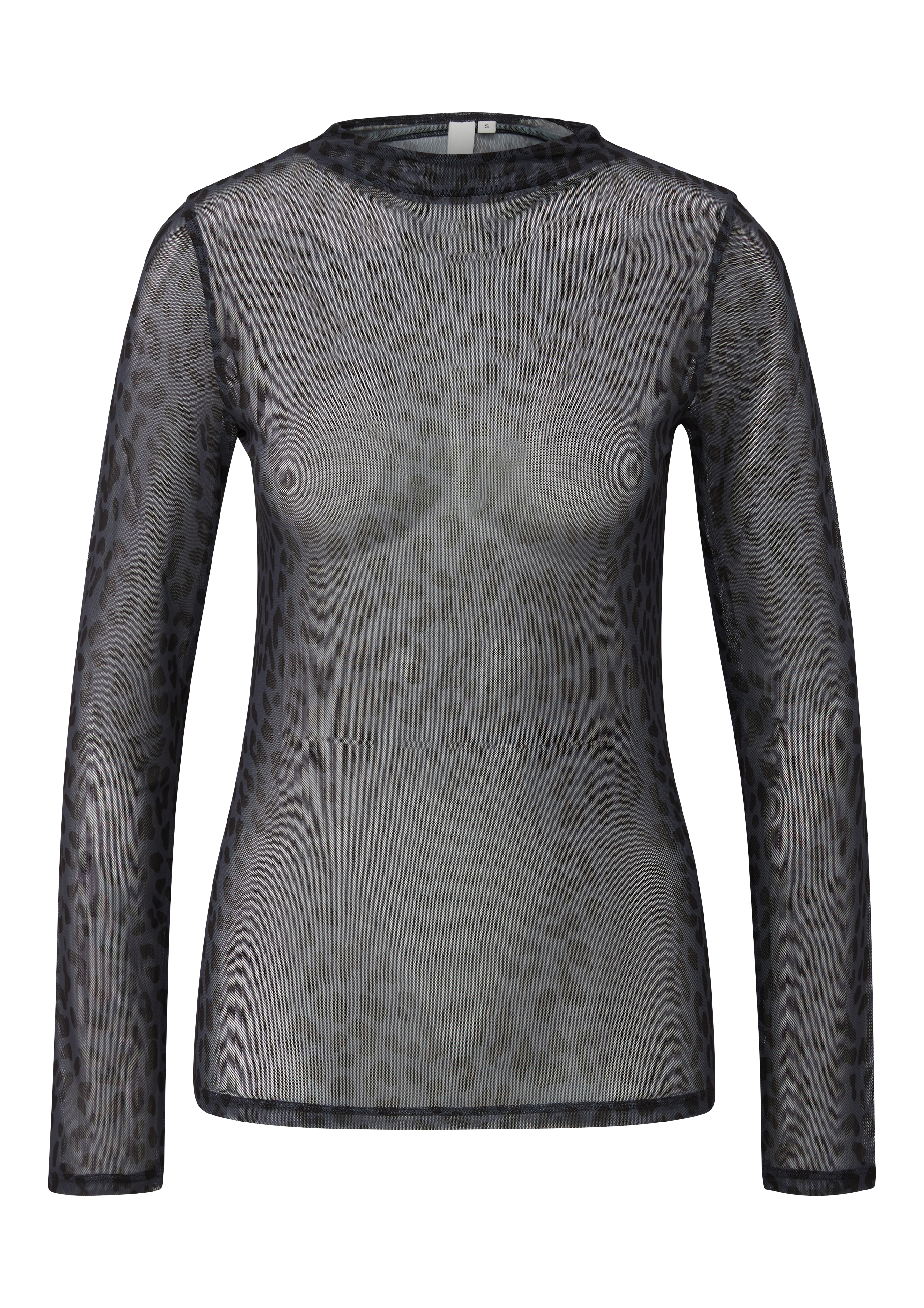 Transparant mesh shirt met all-over print