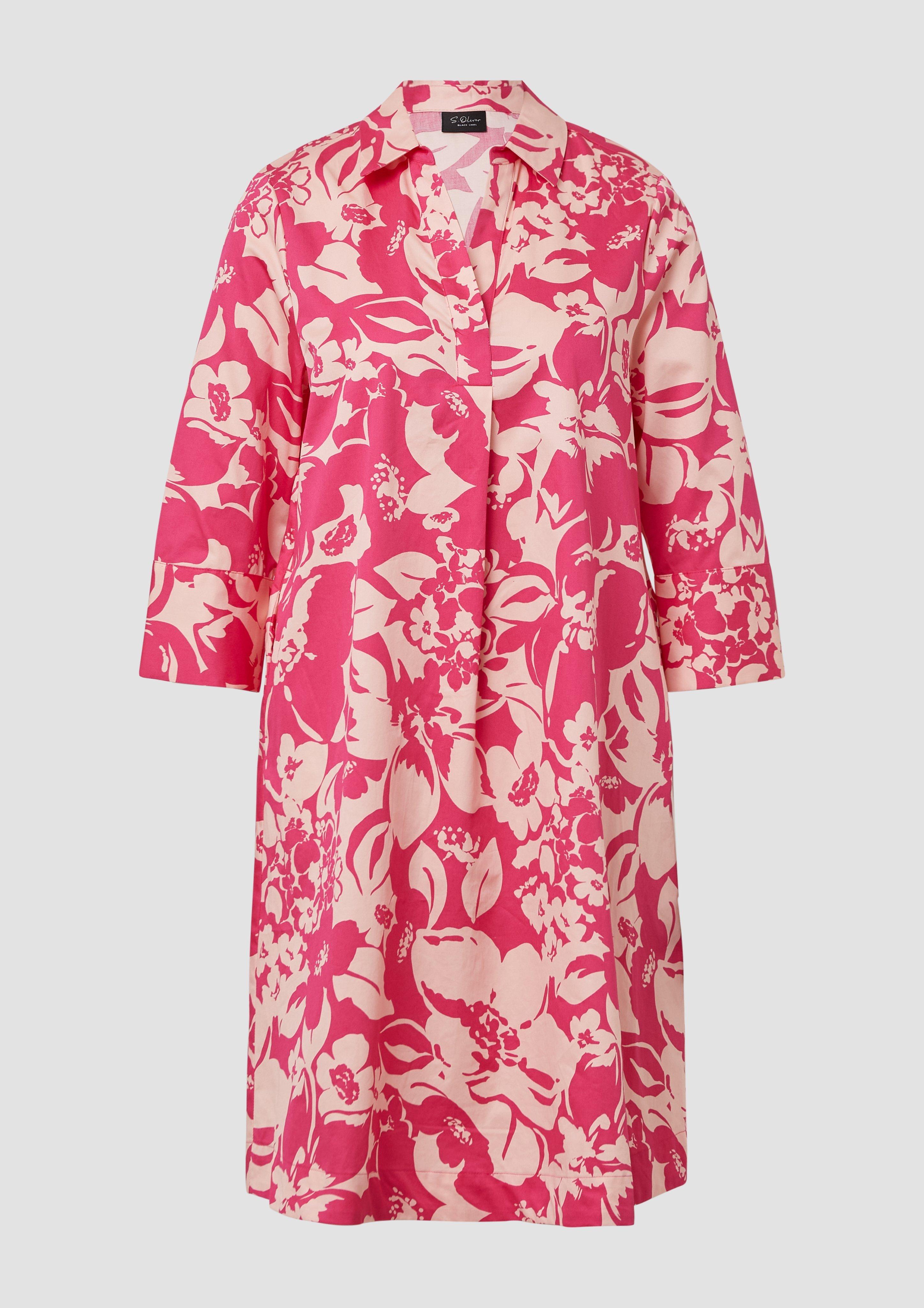 s.Oliver - Kurzes Popeline-Kleid mit Print, Damen, Rosa