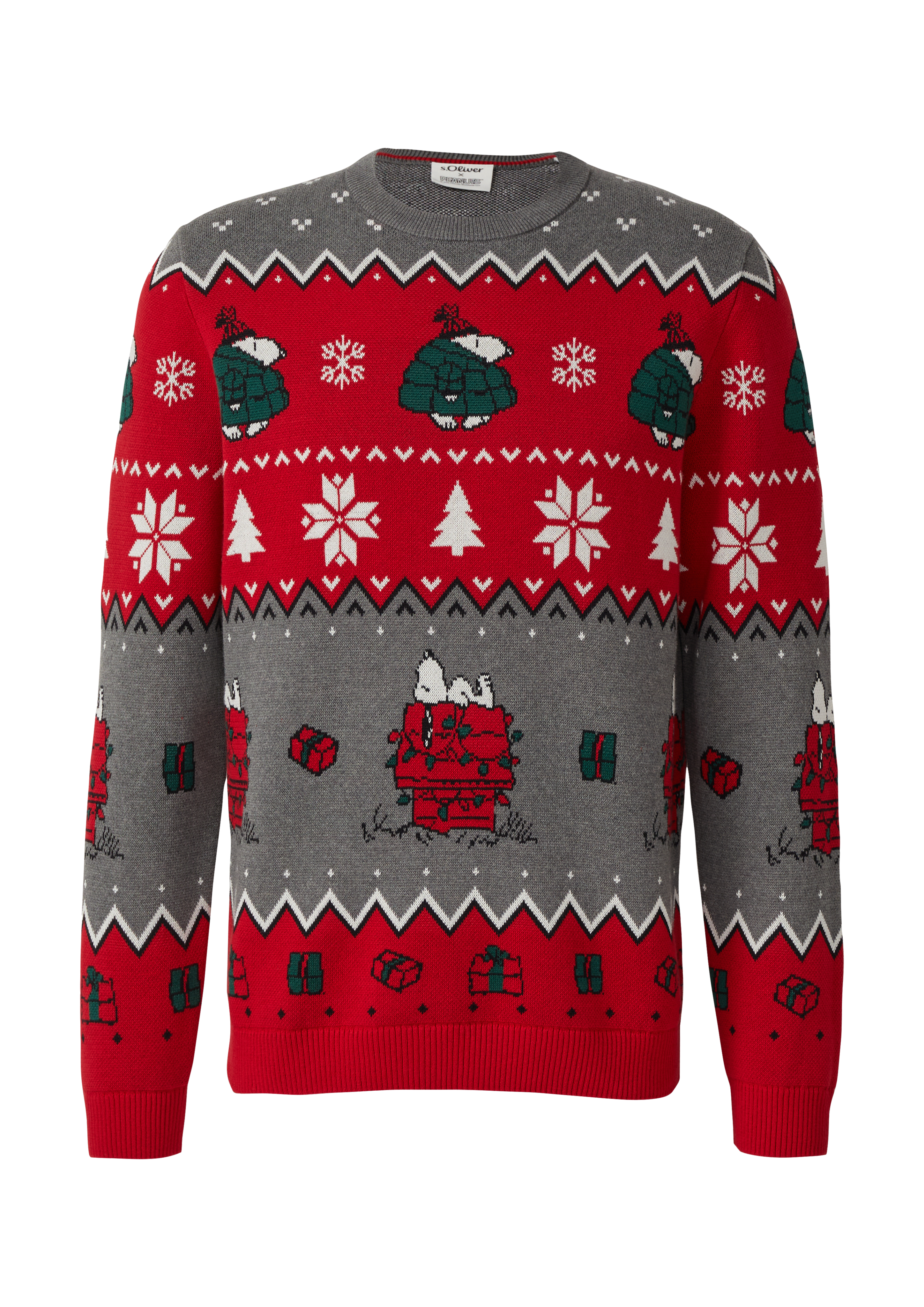 Weihnachtspullover aus reiner Baumwolle mit Peanuts®-Motiv Grau