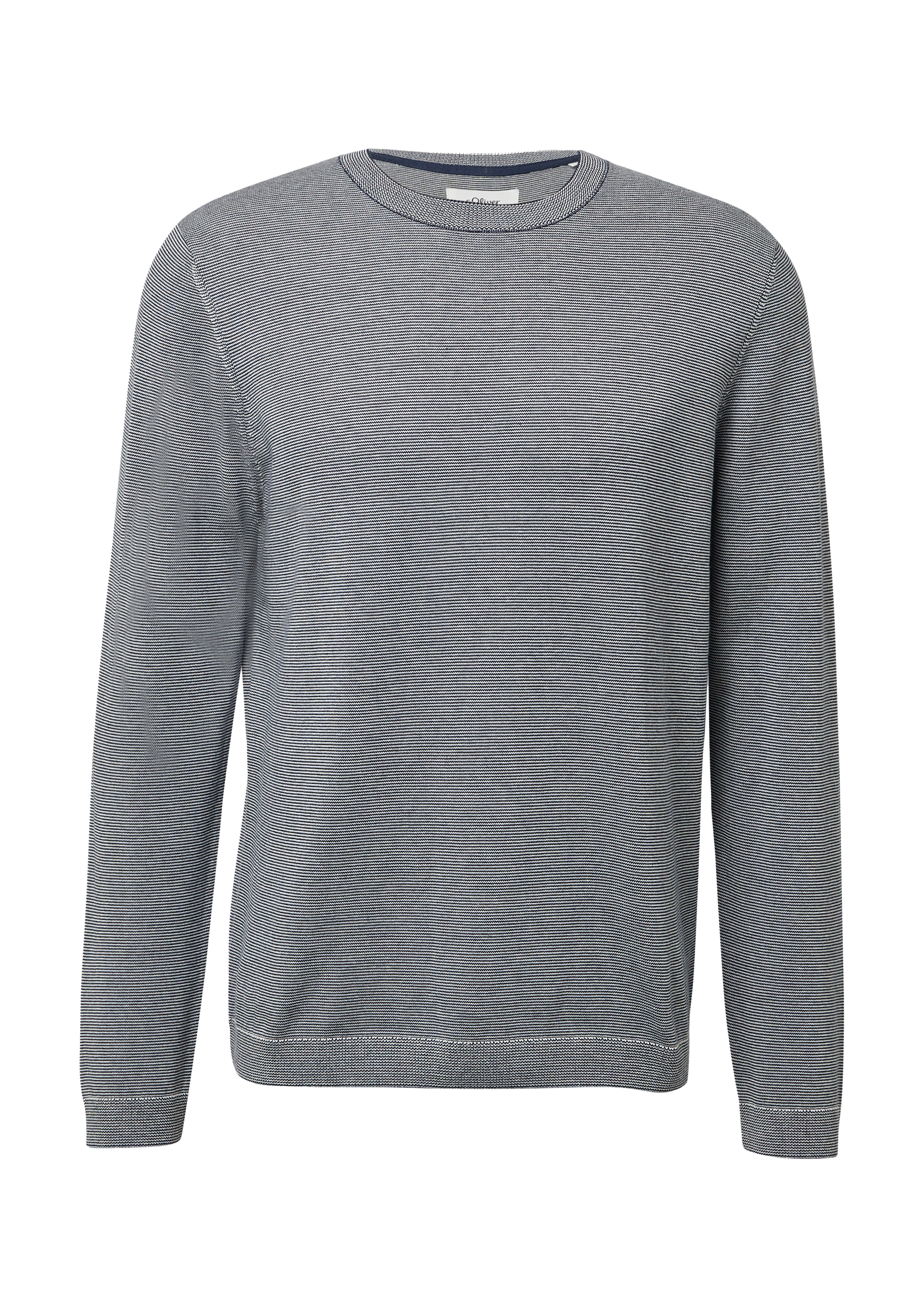 Fein gestreifter Pullover mit Crew Neck und abgesetzten Bündchen