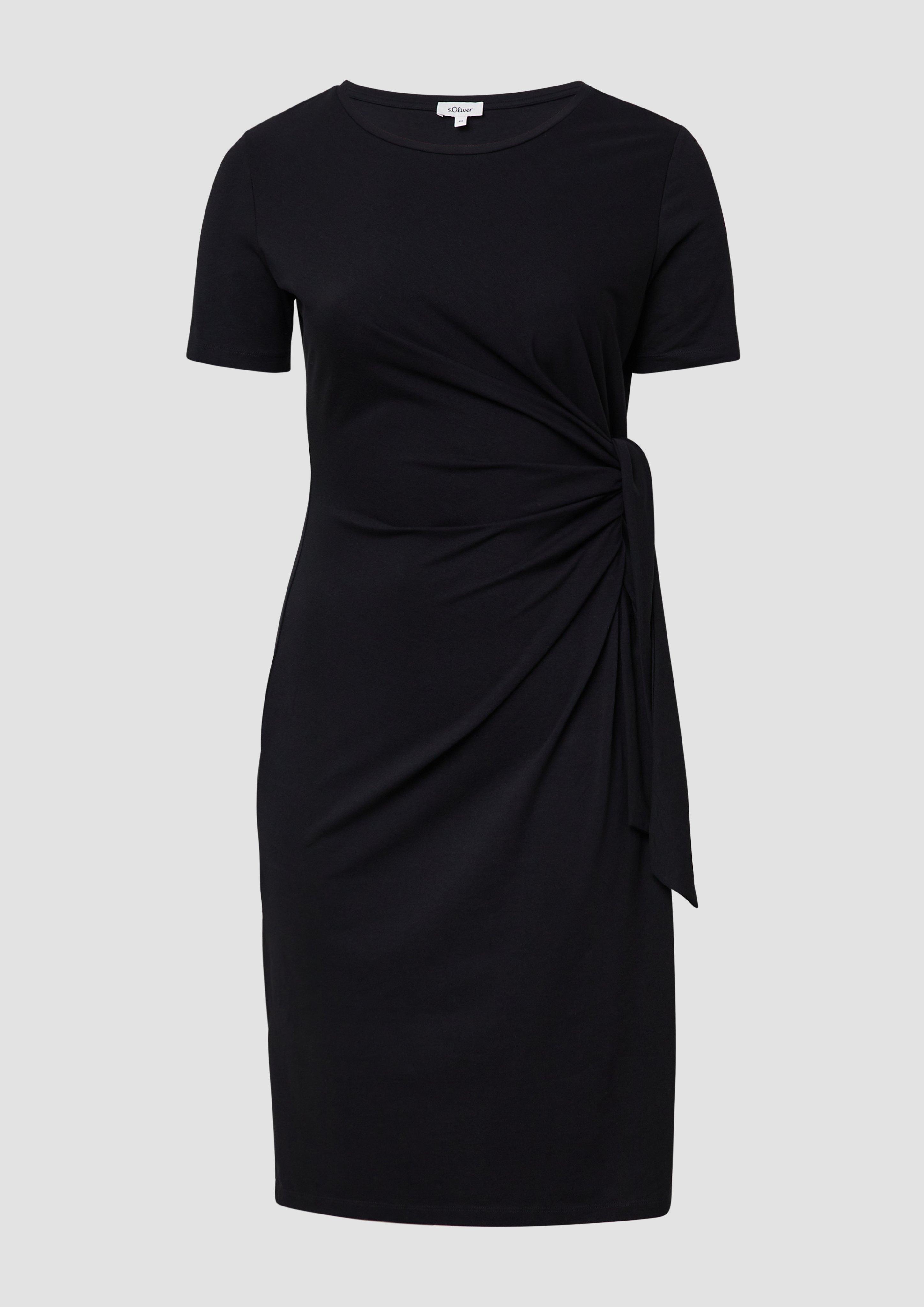 s.Oliver - Jersey-Kleid mit Knotendetail und Raffung, Damen, schwarz