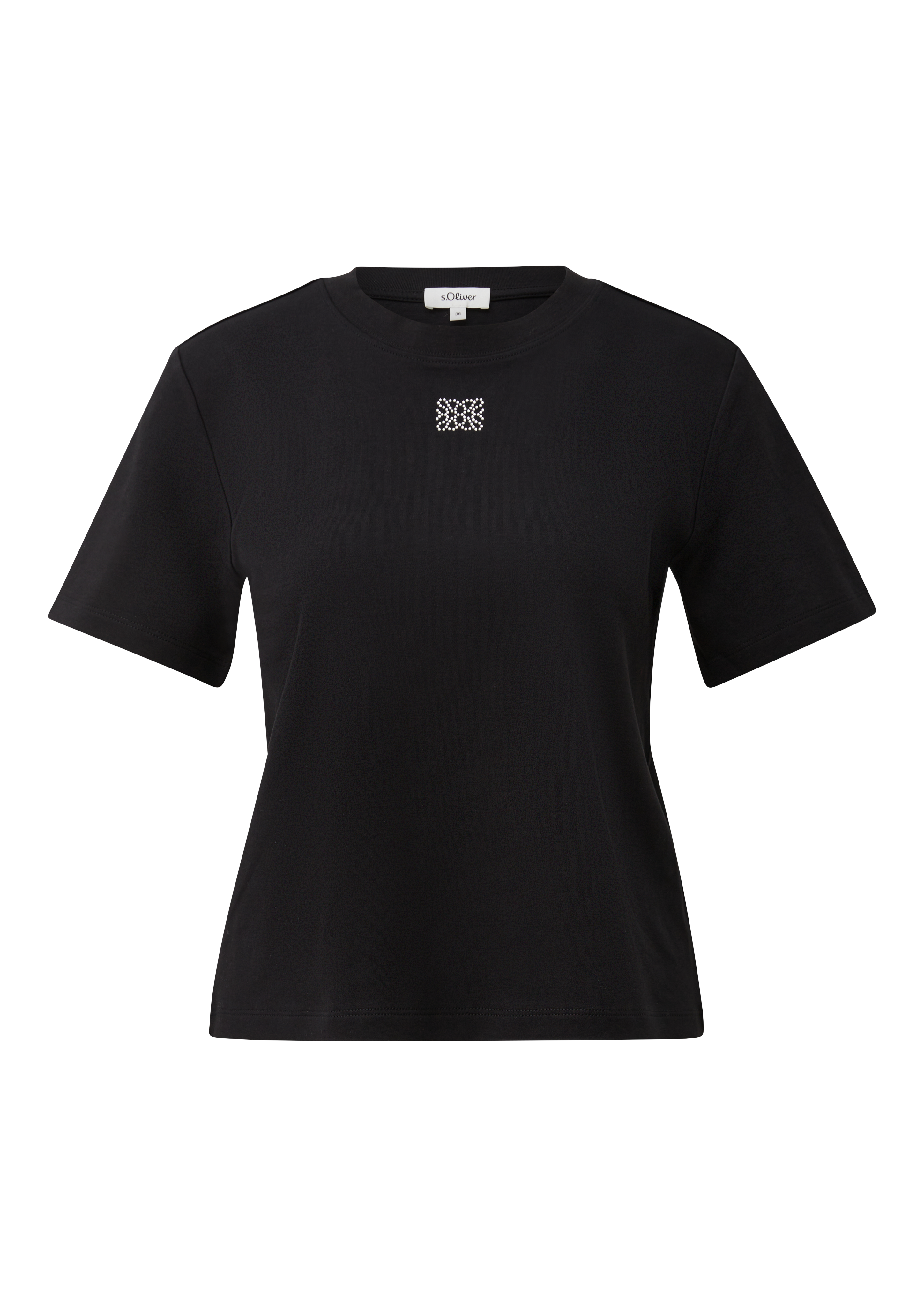 Cropped T-shirt met glittersteendetails