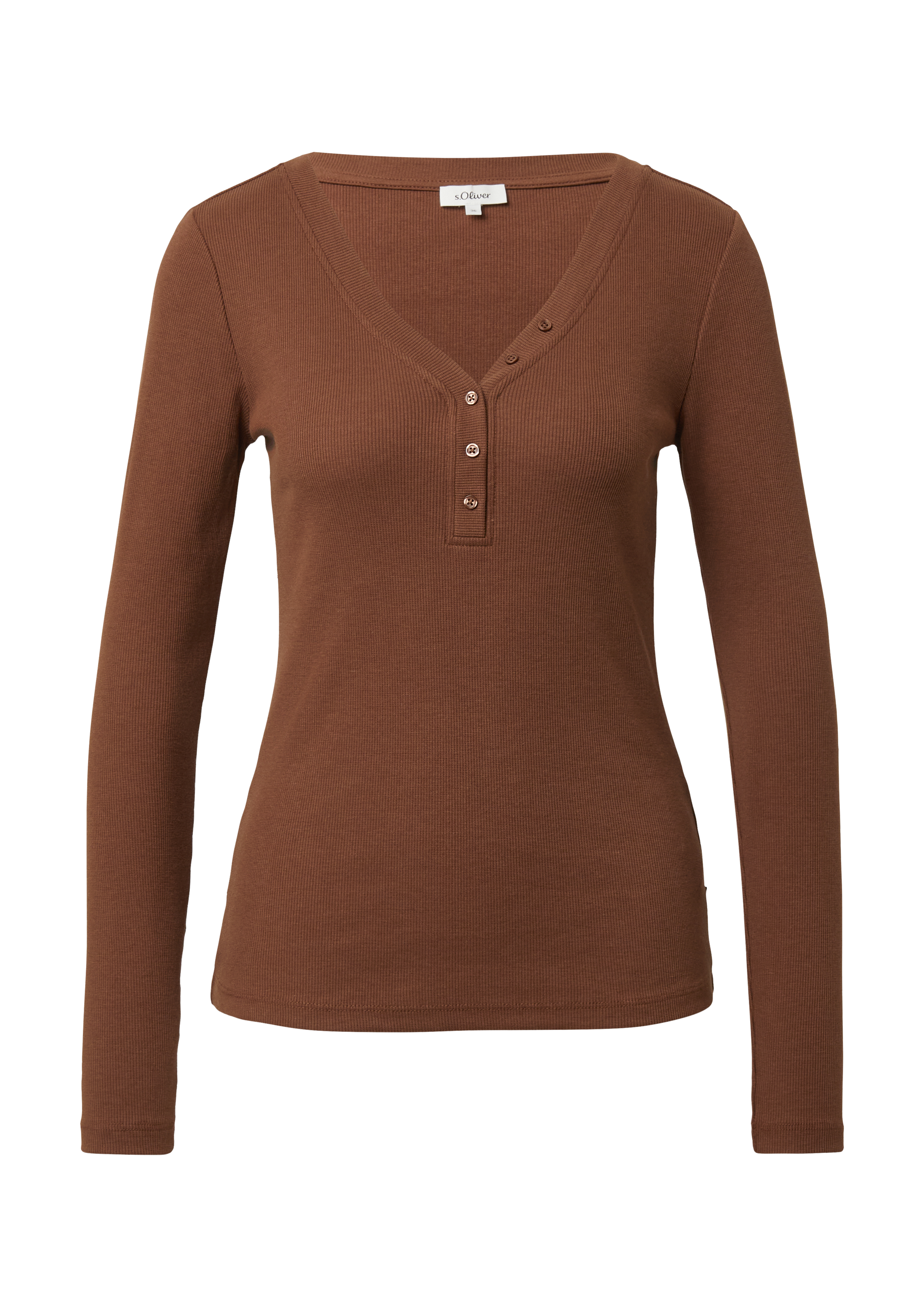T-shirt met knoopsluiting en zachte ribstof