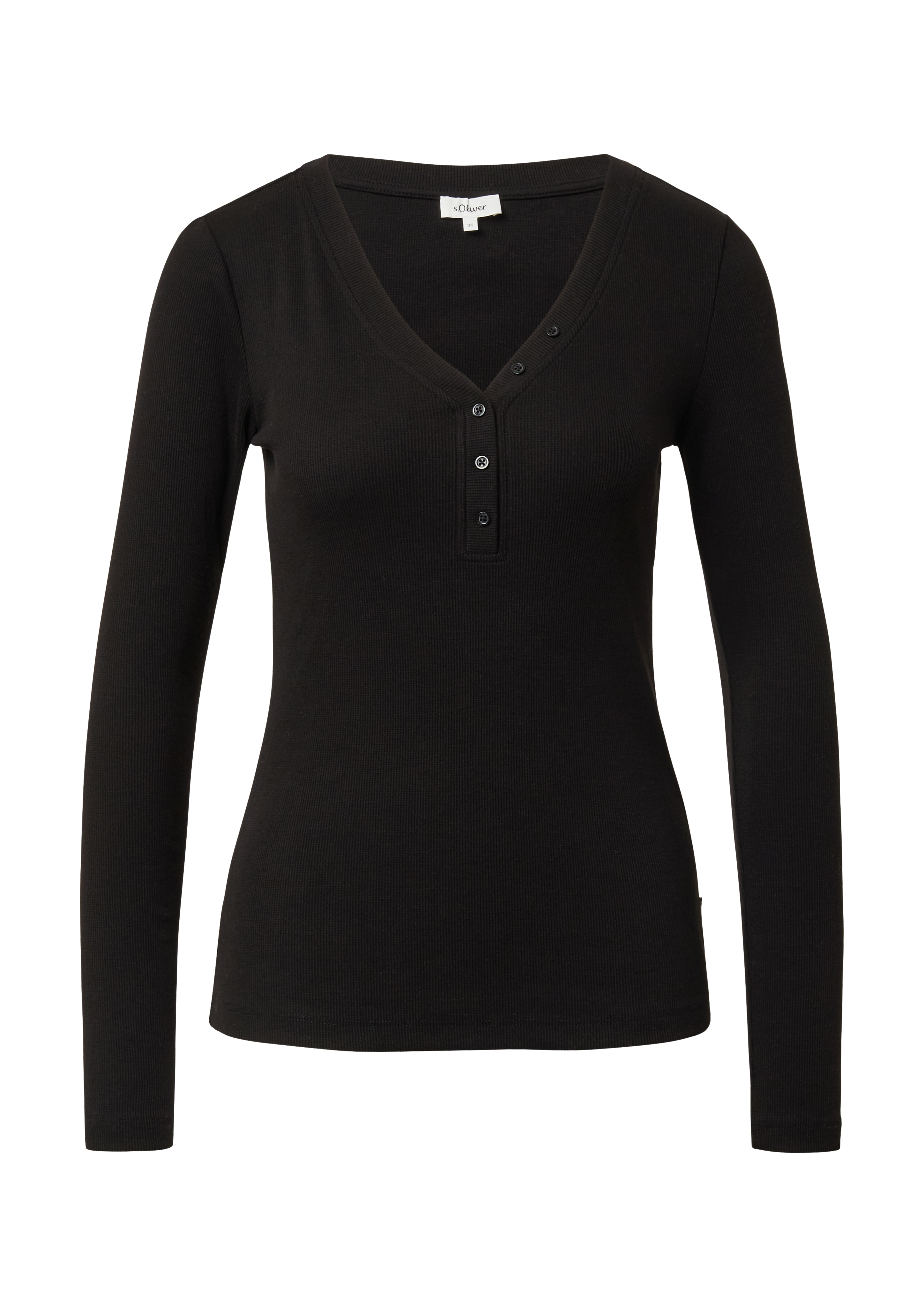 T-shirt met knoopsluiting en zachte ribstof