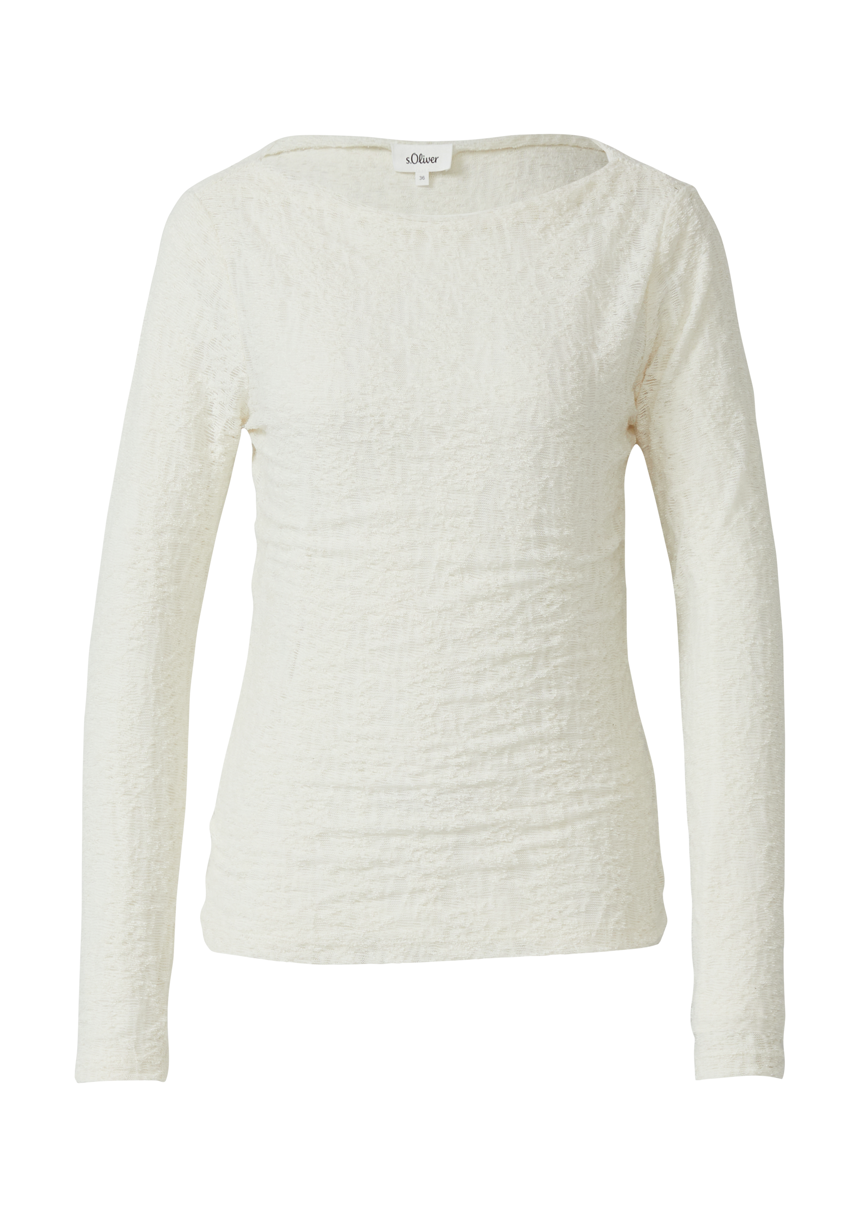 s.Oliver Semitransparentes Langarmshirt Aus Weicher Jersey-Spitze